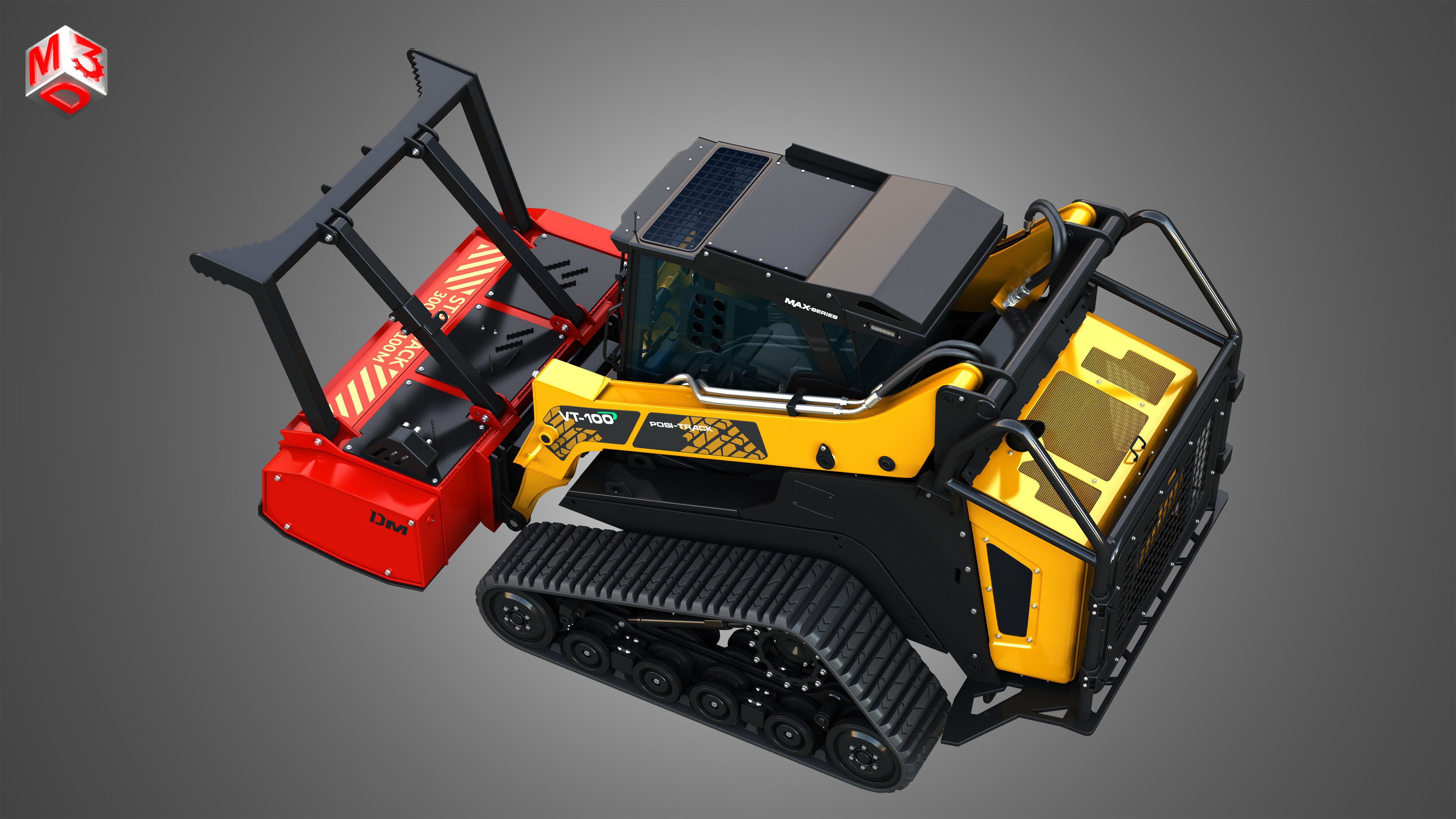 VT-100 Compact Track Loader with Forestry Package - Drum Mulcher 3D model_21