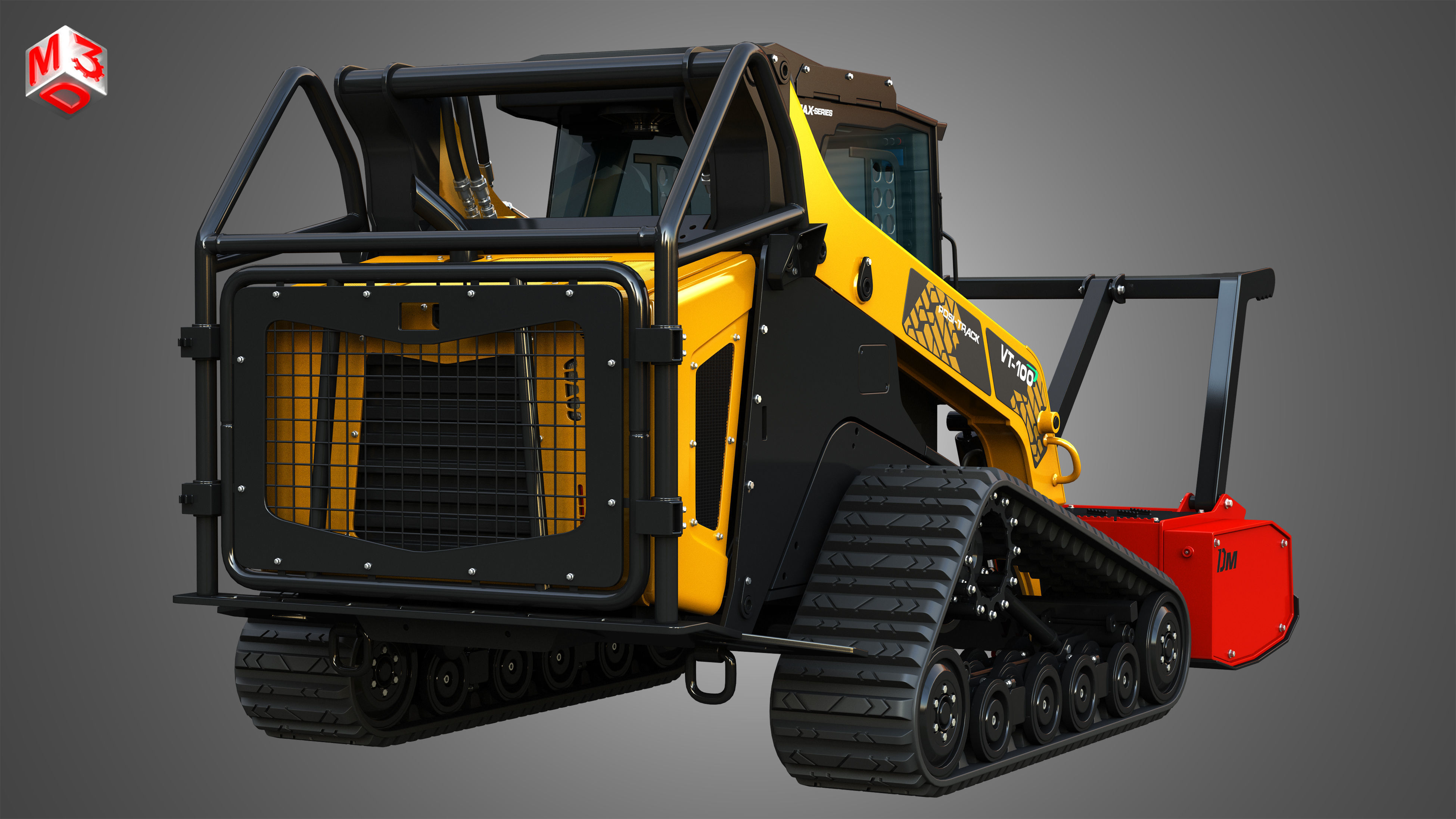 VT-100 Compact Track Loader with Forestry Package - Drum Mulcher 3D model_11