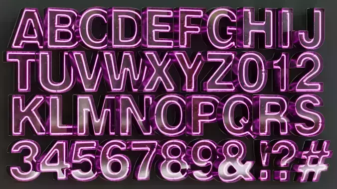 Vintage Metallic Black Rusty Pink Neon Alphabet Pack 40 pcs