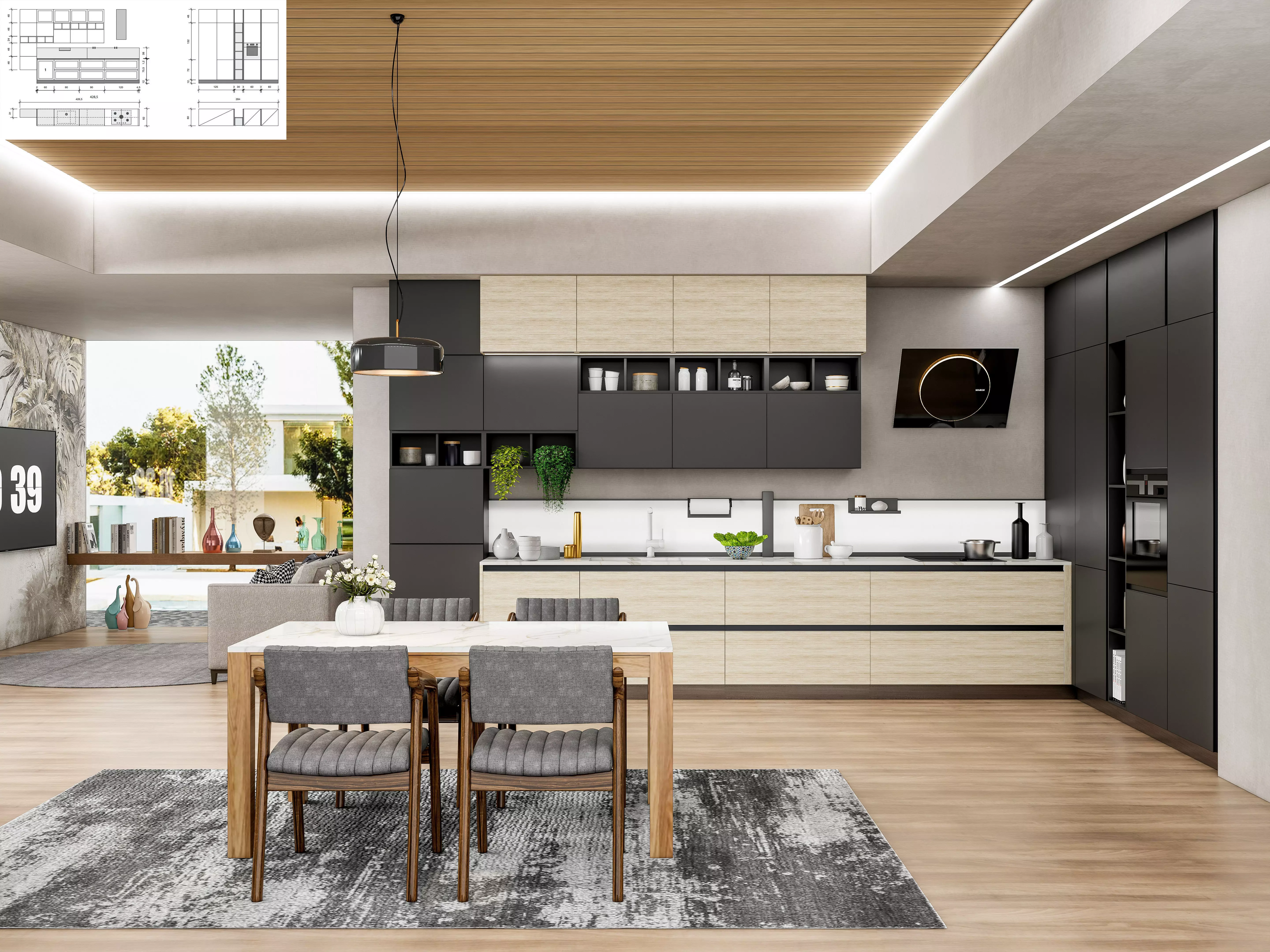 Kitchen fully parametric Resizable manufacturable 0070 3D model_0