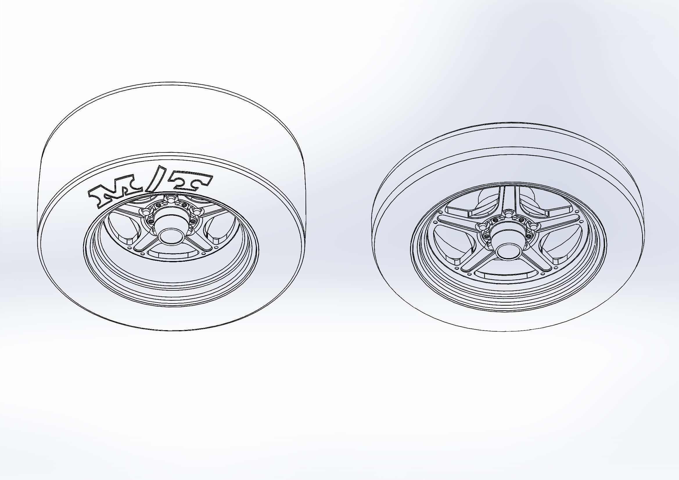 Set of wheels Billet Street Lite for scale model of dragster 3D print model_6