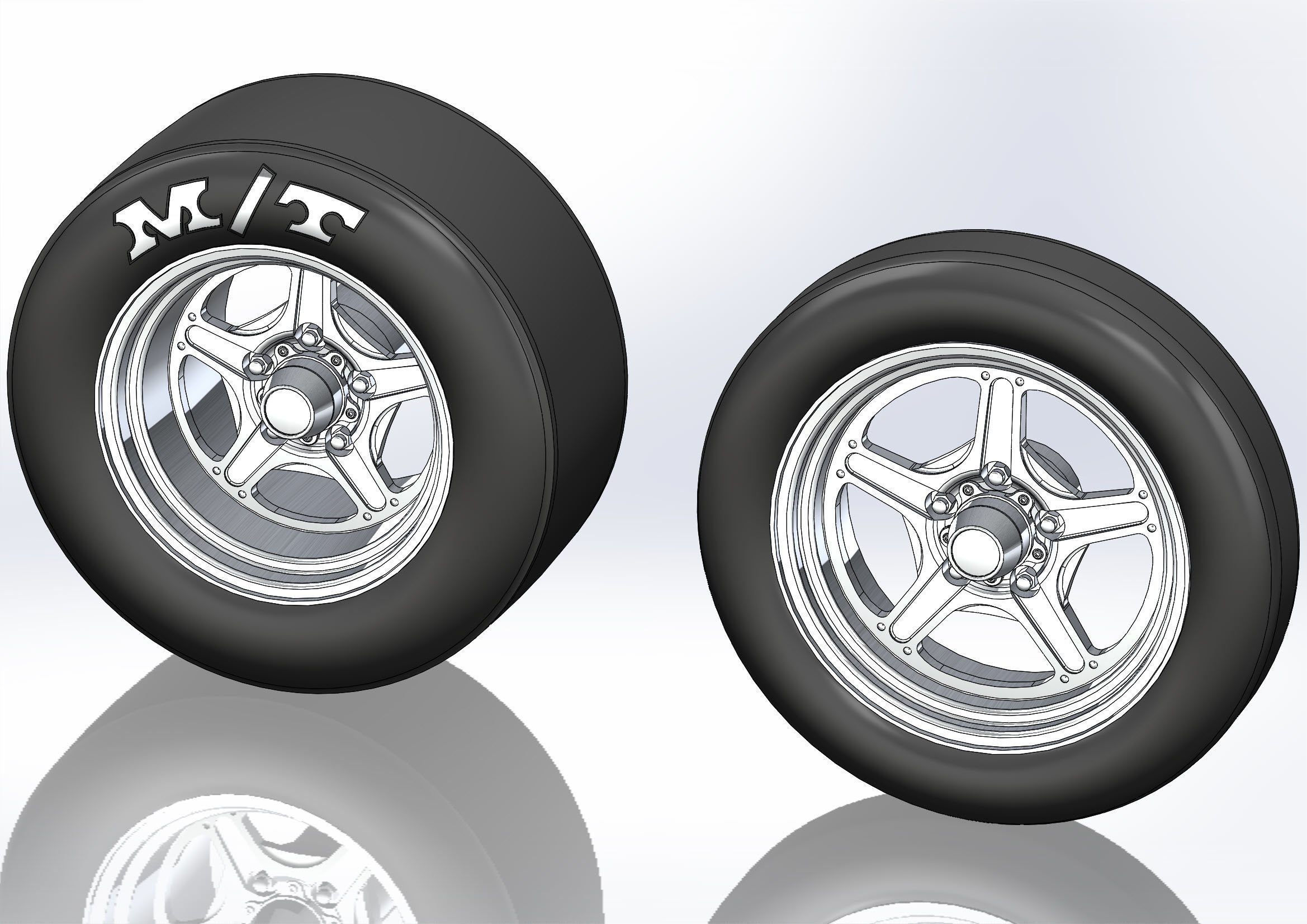 Set of wheels Billet Street Lite for scale model of dragster 3D print model_1