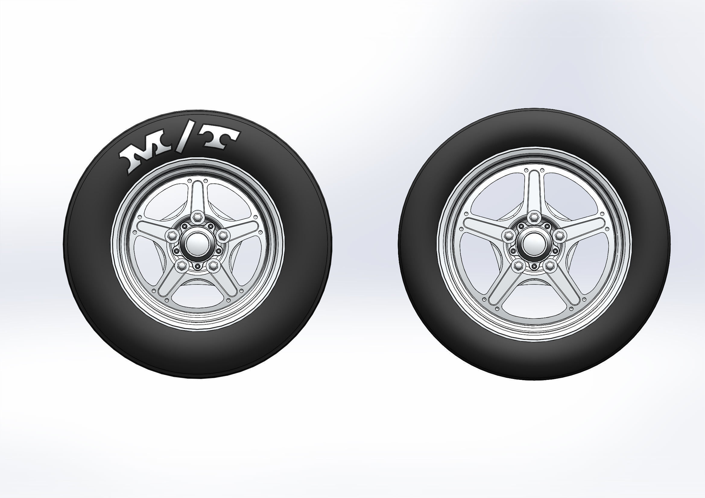 Set of wheels Billet Street Lite for scale model of dragster 3D print model_7