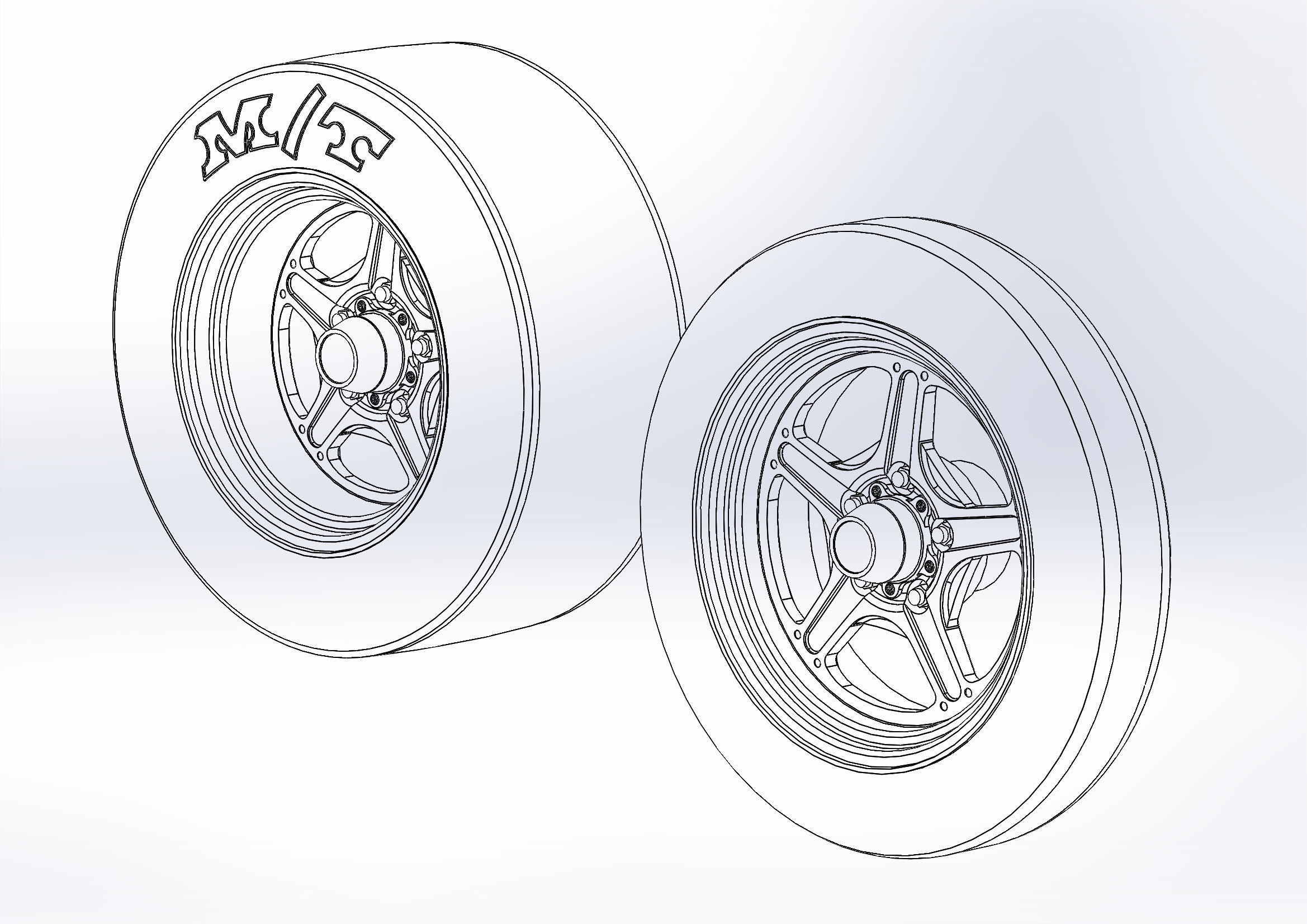 Set of wheels Billet Street Lite for scale model of dragster 3D print model_2