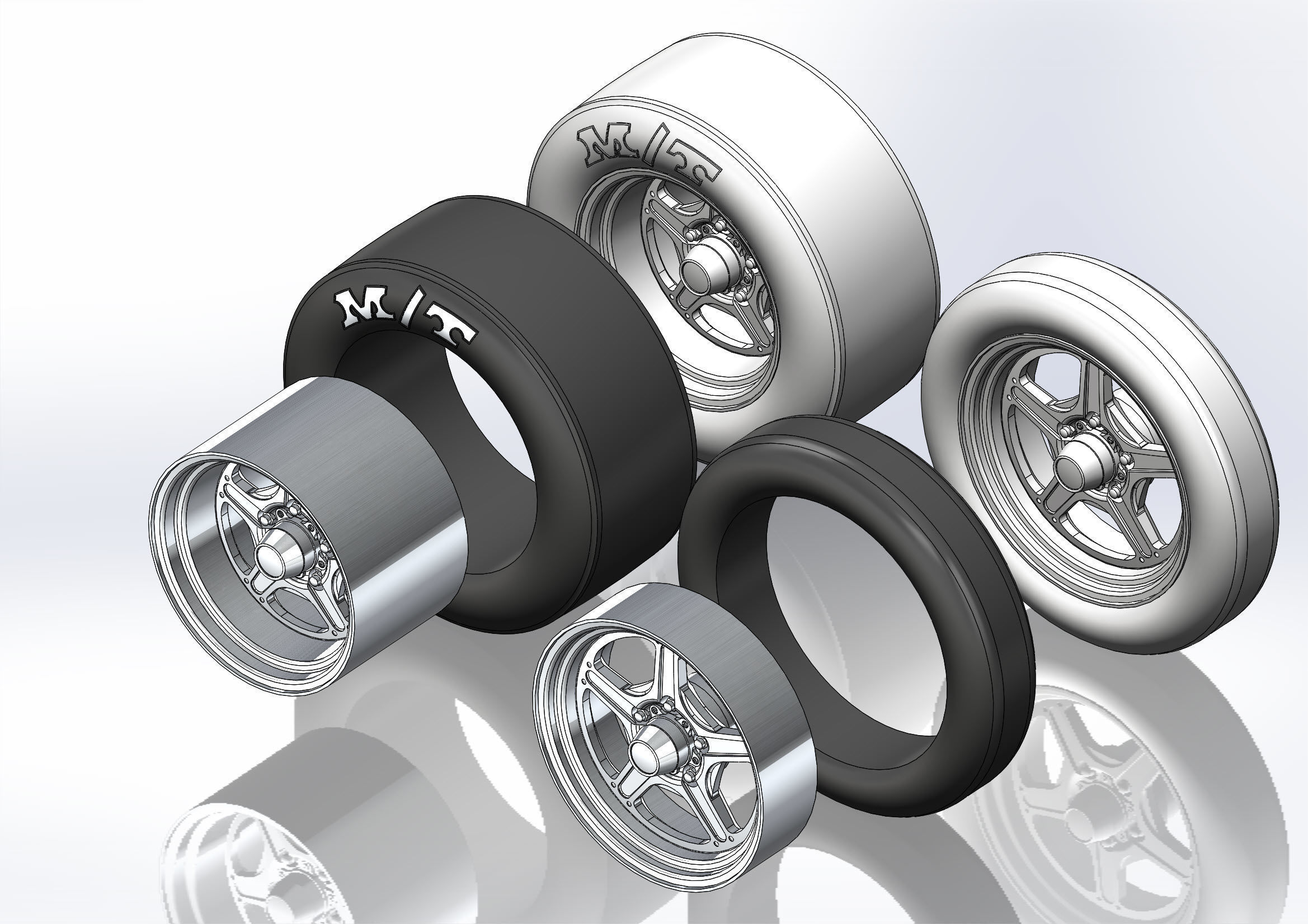 Set of wheels Billet Street Lite for scale model of dragster 3D print model_9