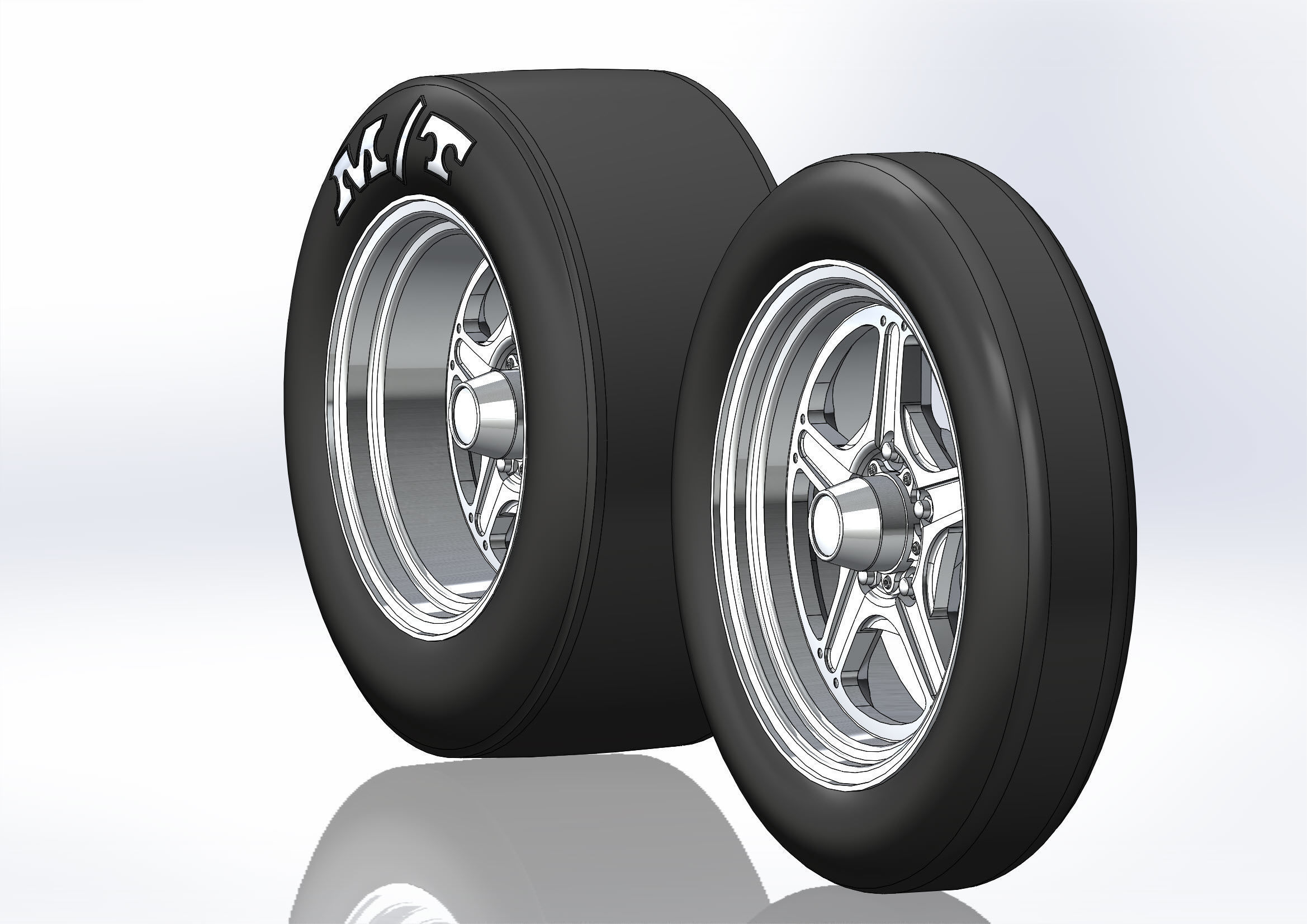 Set of wheels Billet Street Lite for scale model of dragster 3D print model_3