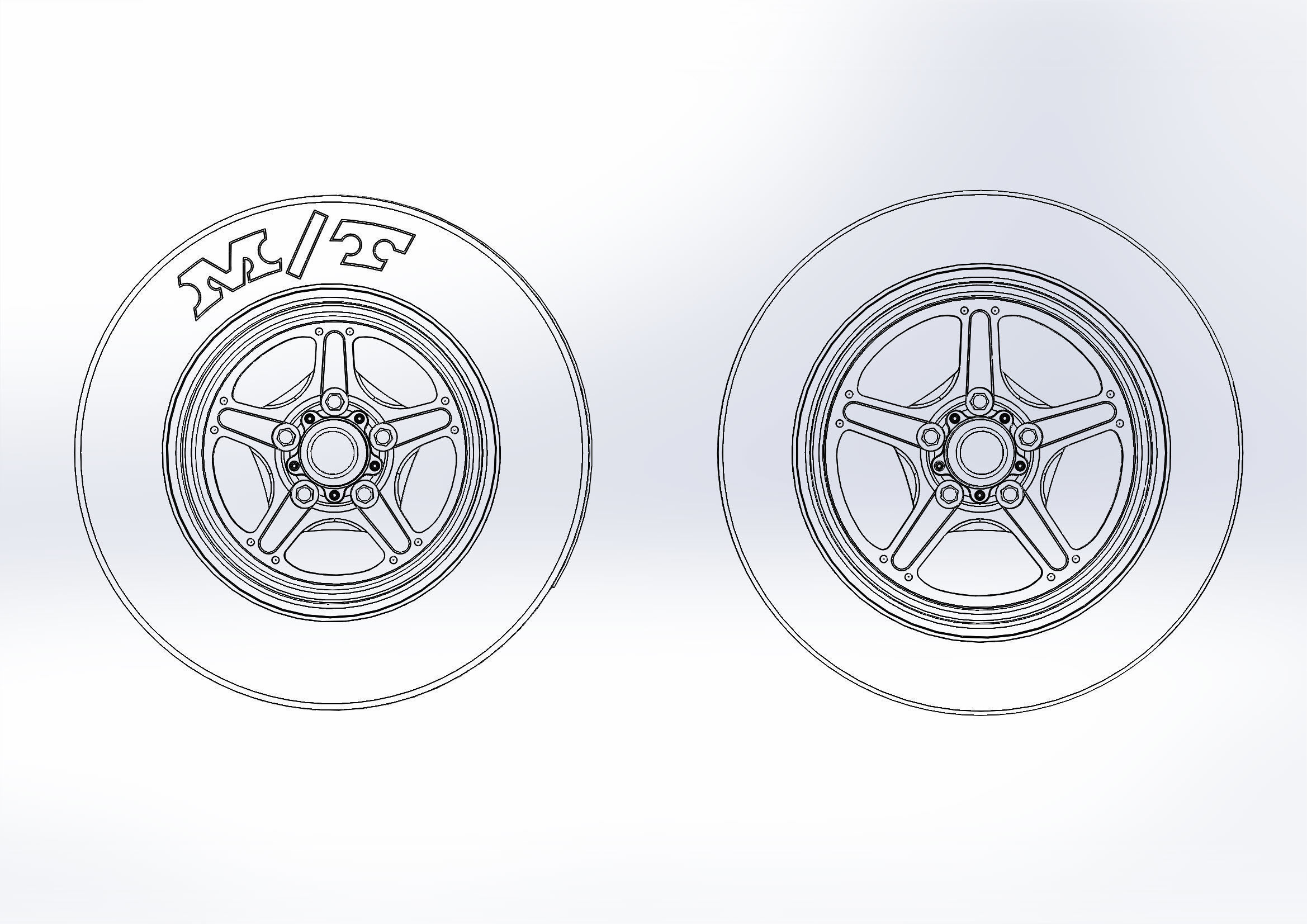 Set of wheels Billet Street Lite for scale model of dragster 3D print model_8