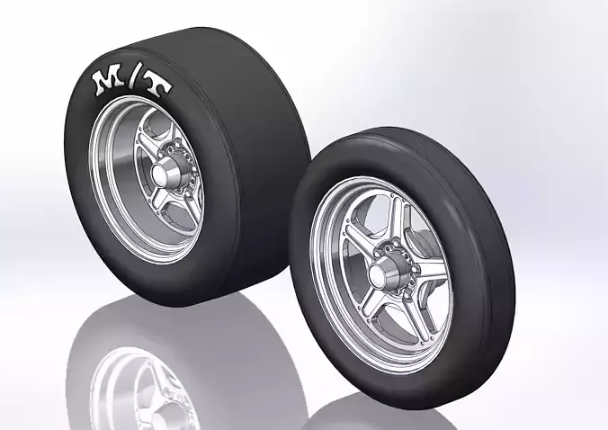 Set of wheels Billet Street Lite for scale model of dragster 3D print model