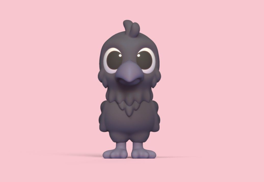 Cartoon Crow 3D print model_1