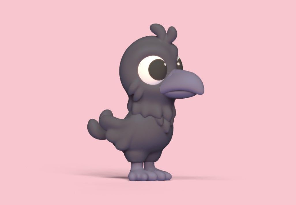 Cartoon Crow 3D print model_2