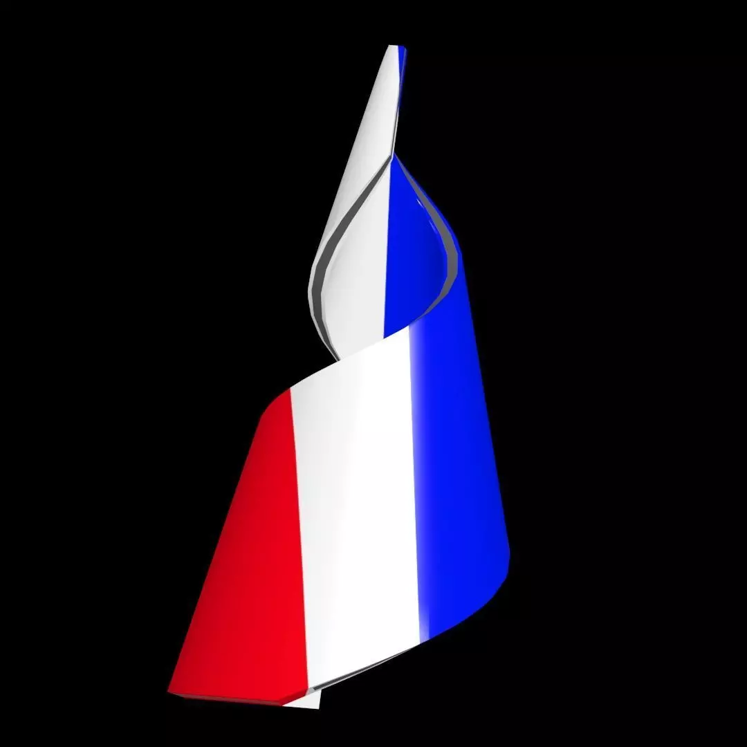 France Flag on Spiral Helical Structure 3D model