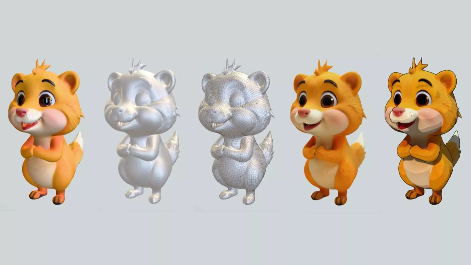 Cute cartoon animal character 3D print model_0
