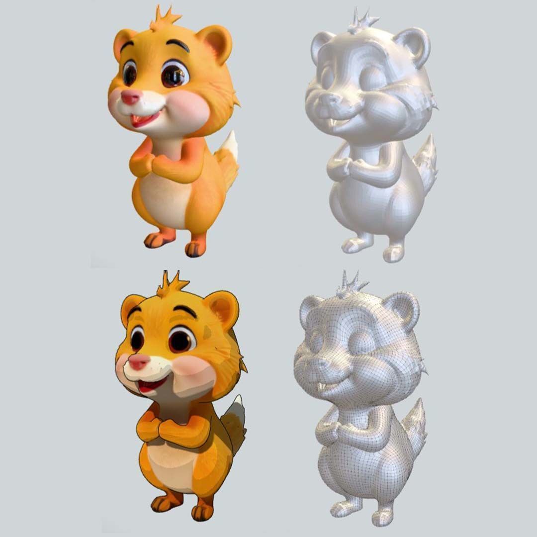 Cute cartoon animal character 3D print model_6