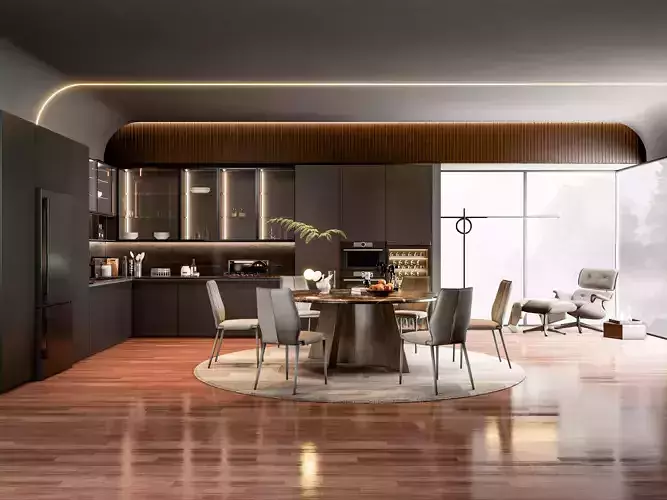 Kitchen fully parametric Resizable manufacturable 0075 3D model