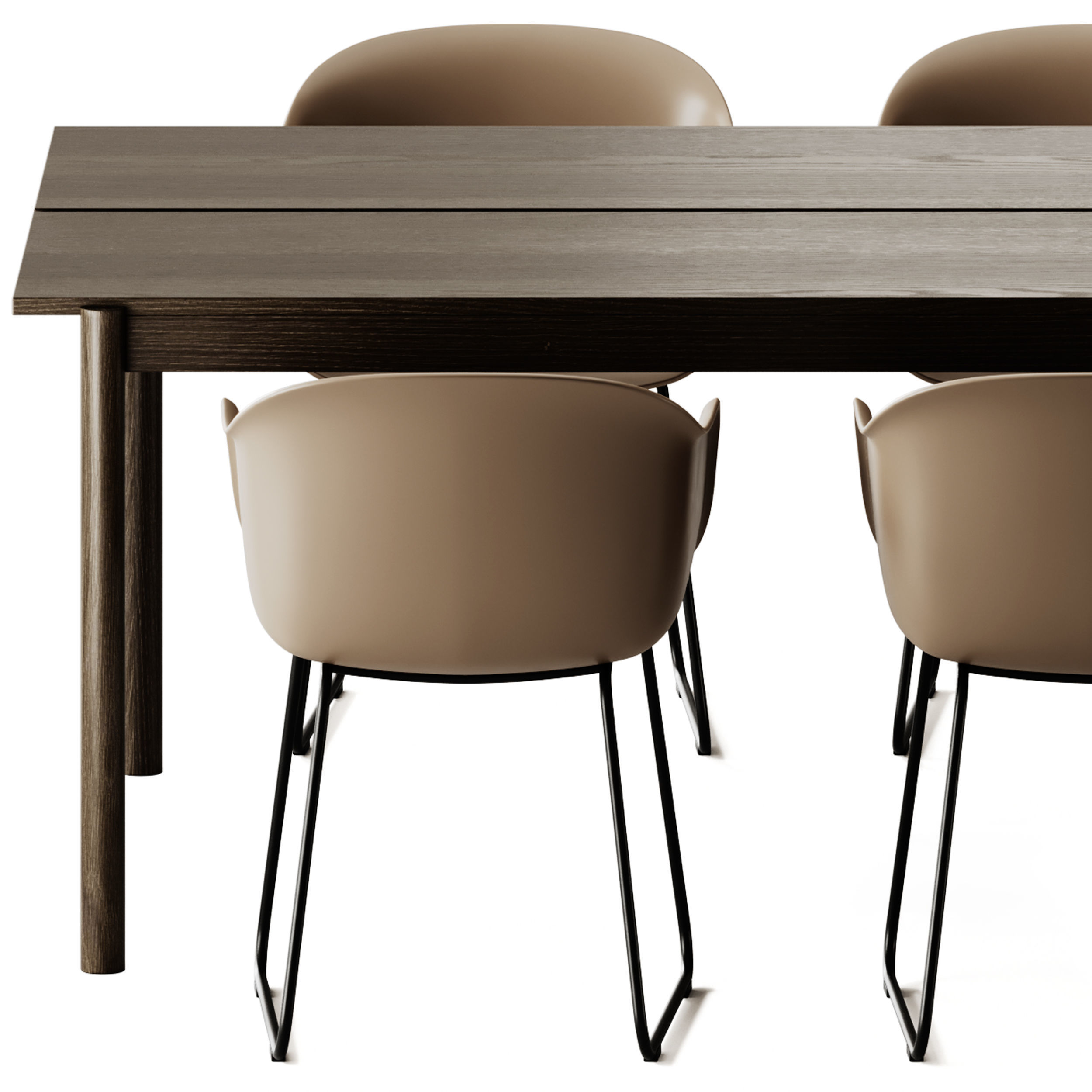 Muuto Linear System Table and Fiber Armchair Sled Base 3D model_6