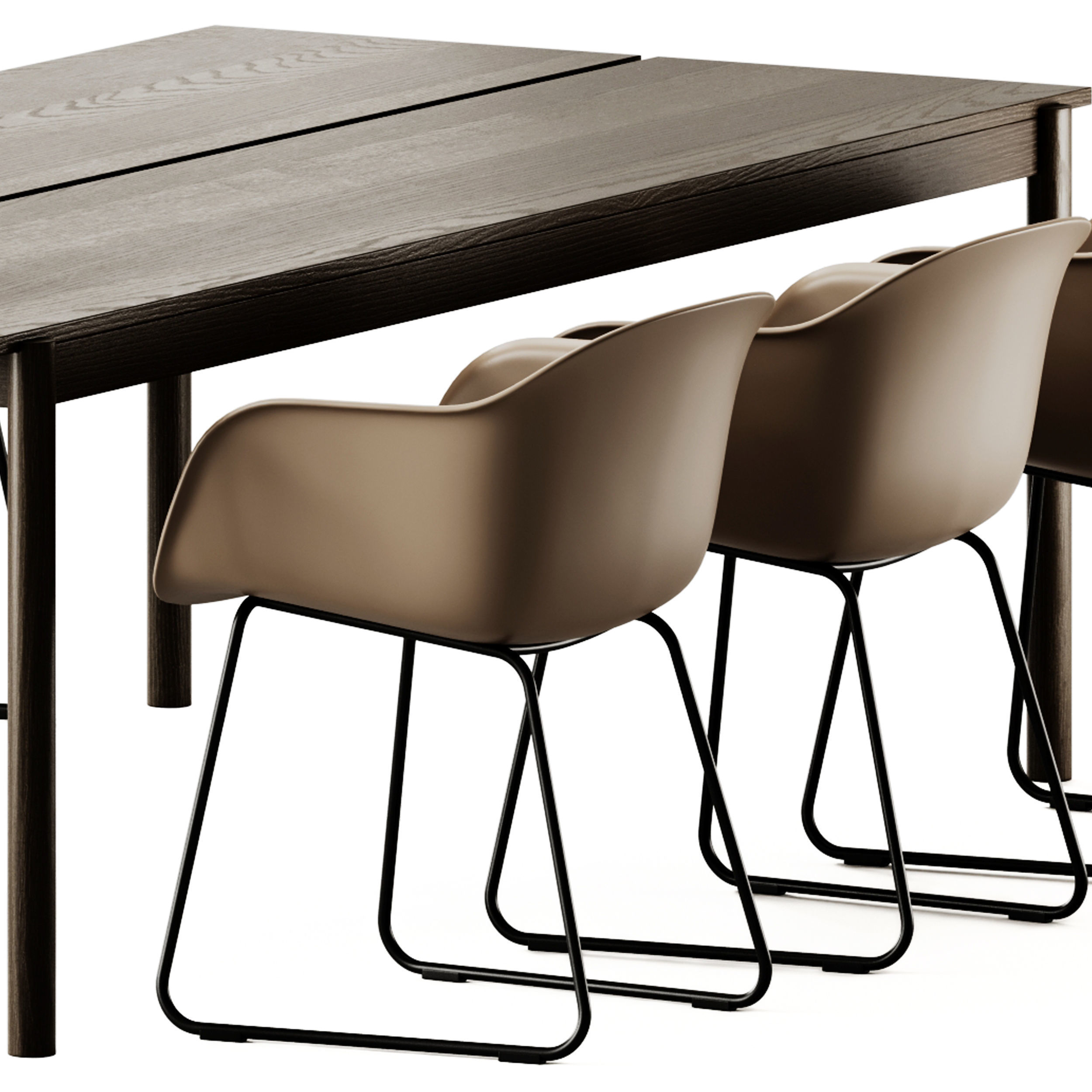 Muuto Linear System Table and Fiber Armchair Sled Base 3D model_3
