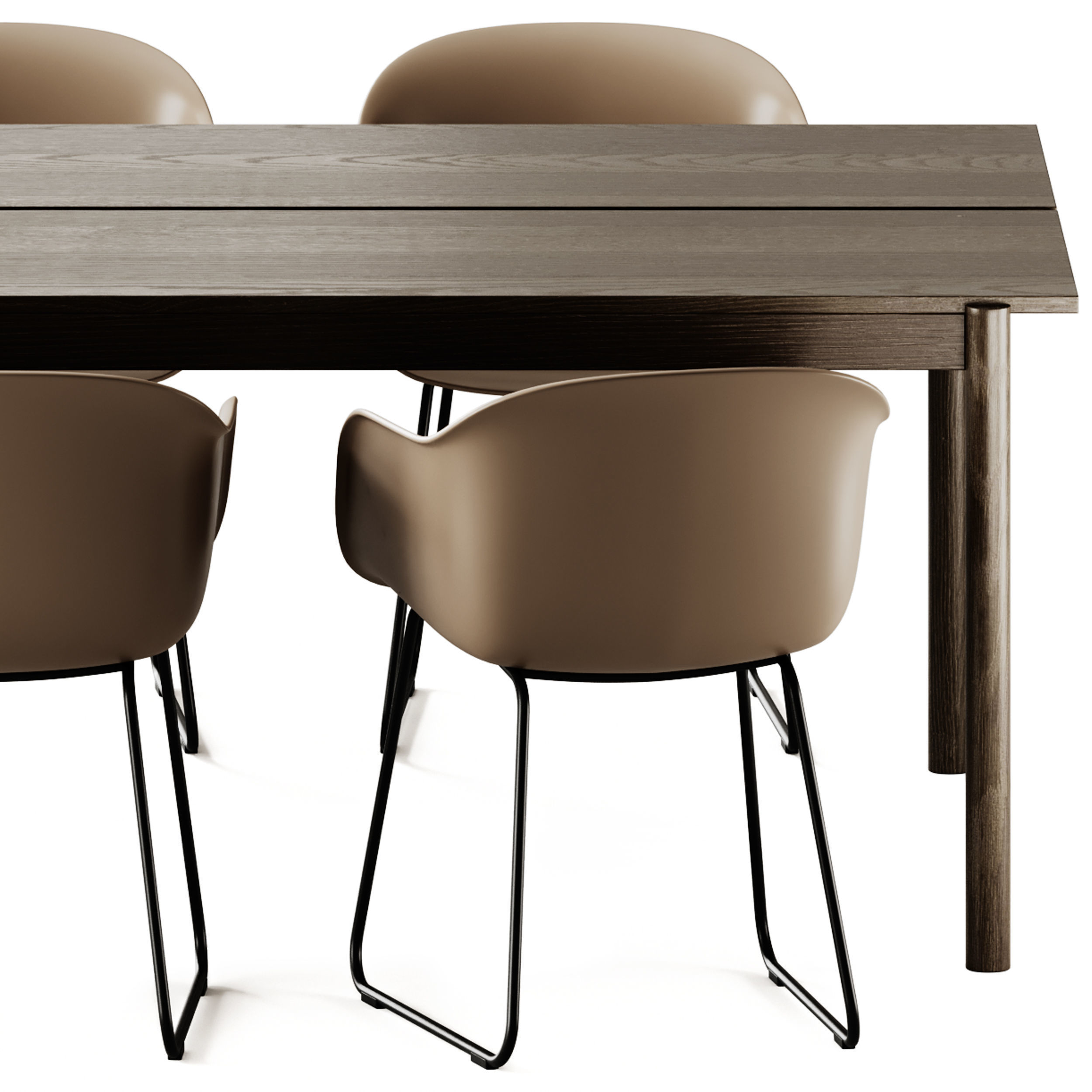 Muuto Linear System Table and Fiber Armchair Sled Base 3D model_4