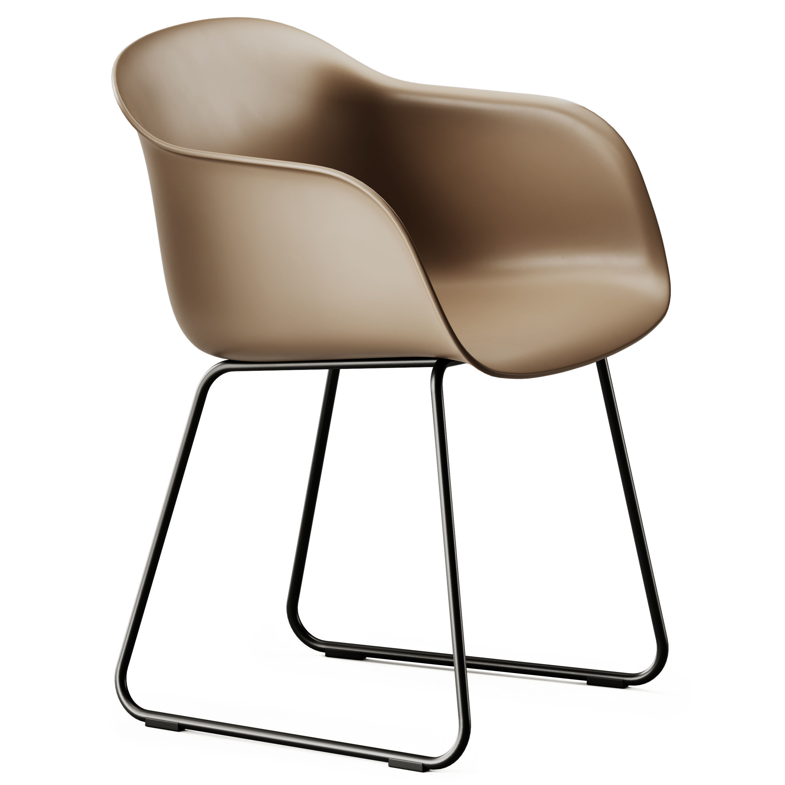 Muuto Linear System Table and Fiber Armchair Sled Base 3D model_2