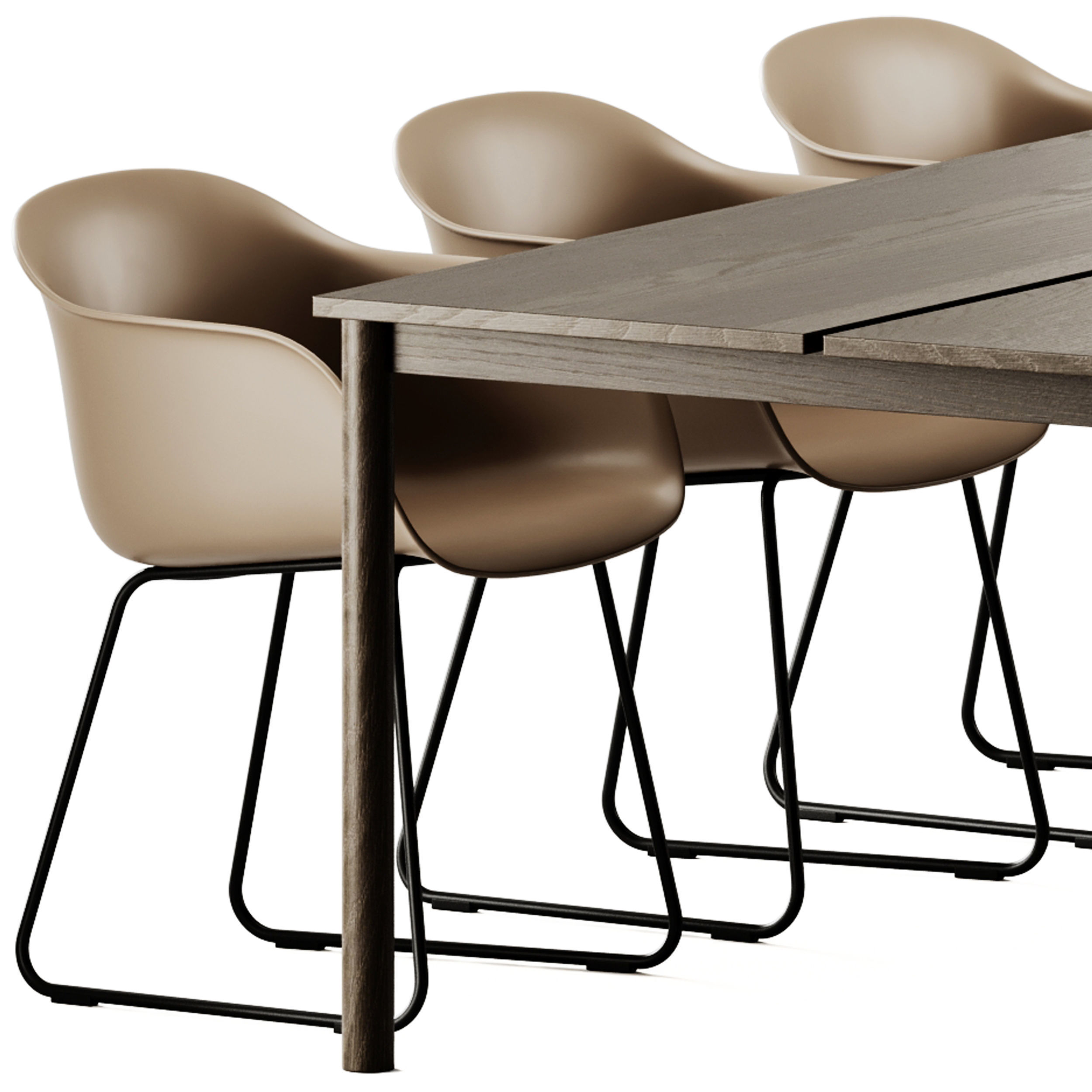 Muuto Linear System Table and Fiber Armchair Sled Base 3D model_5