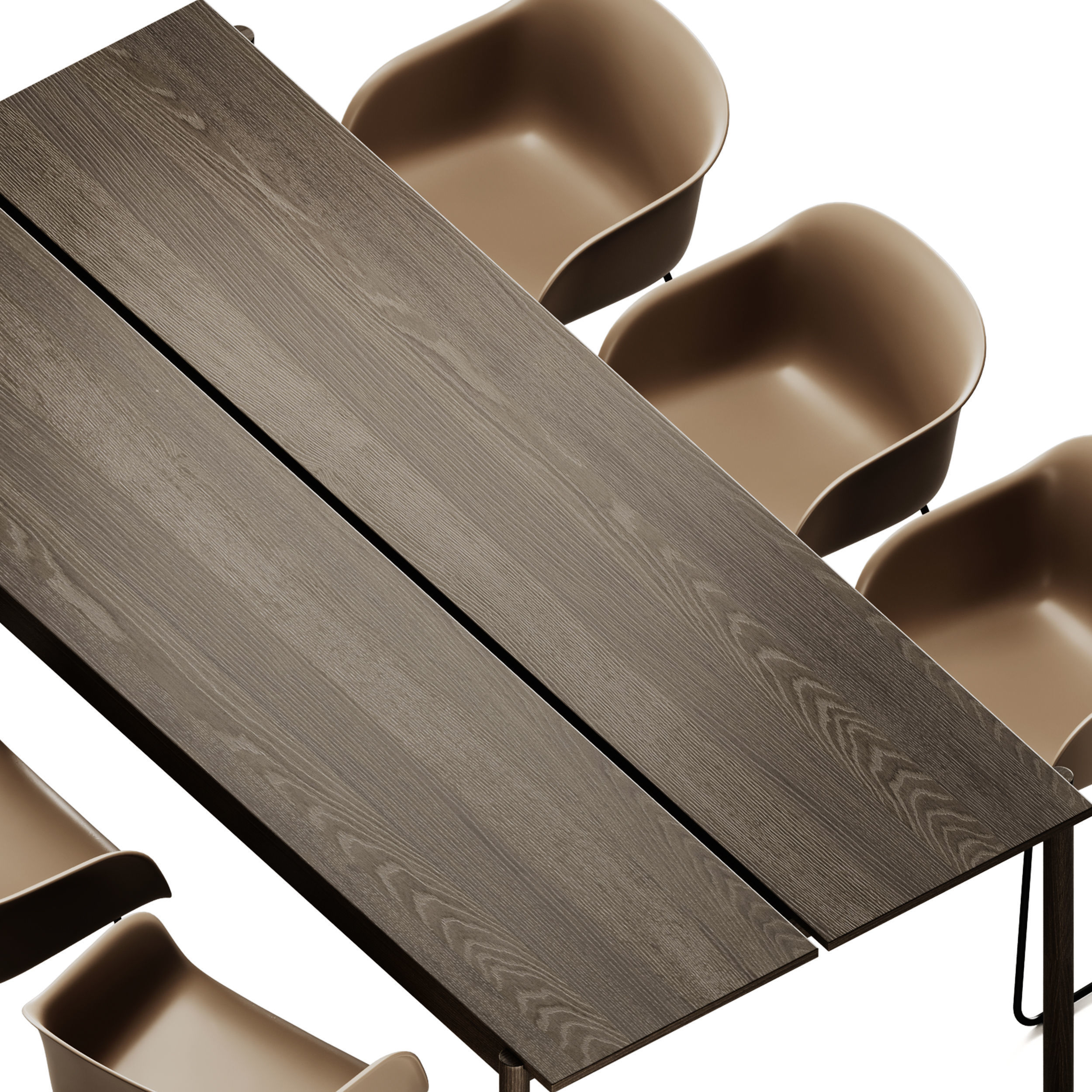 Muuto Linear System Table and Fiber Armchair Sled Base 3D model_7