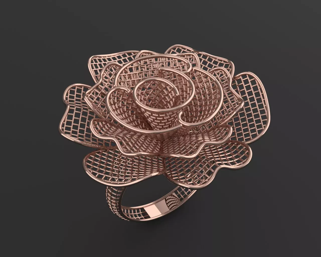 gold fusion flower ring 3D print model 3D print model
