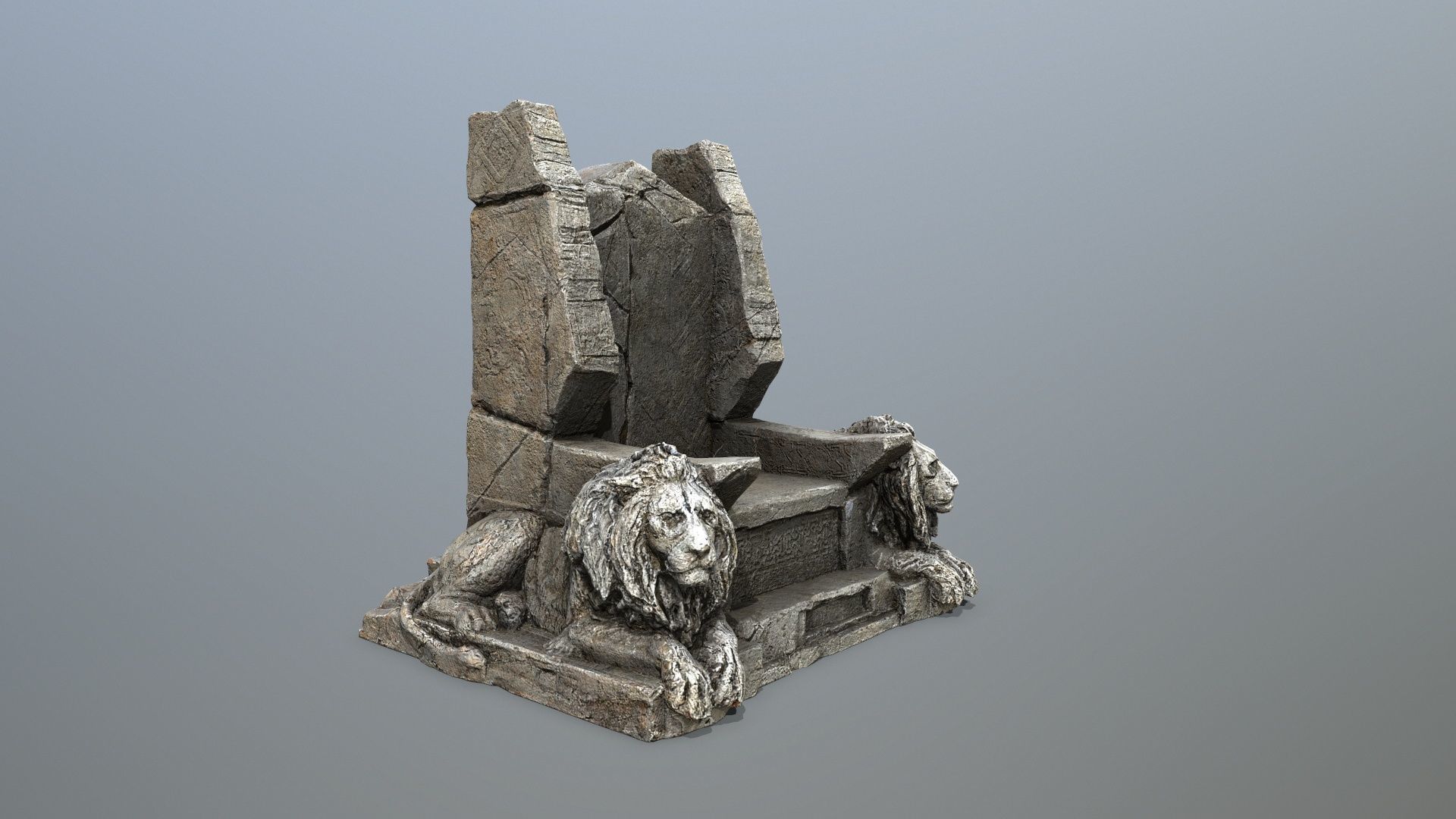 Lion Throne Low-poly 3D model_9