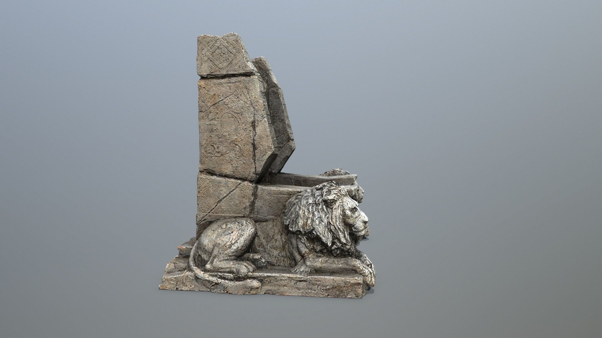 Lion Throne Low-poly 3D model_8