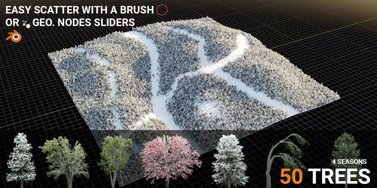 Low Poly Trees Scatter 3D model