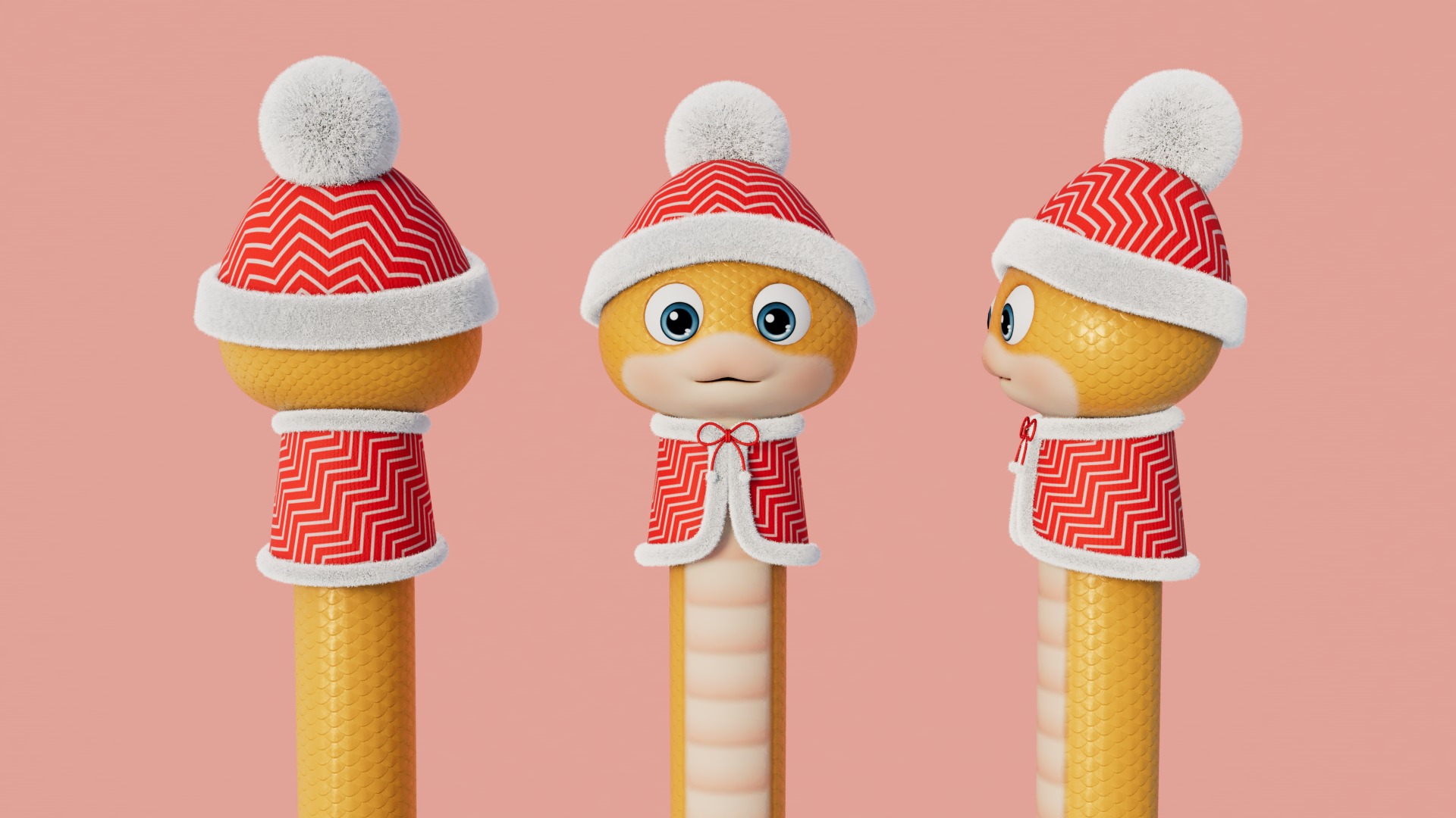 Rigged Cartoon Snake 3D model_3