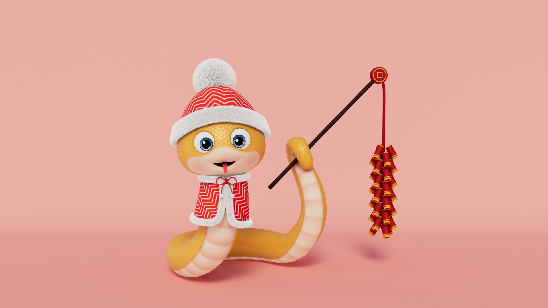 Rigged Cartoon Snake 3D model_1