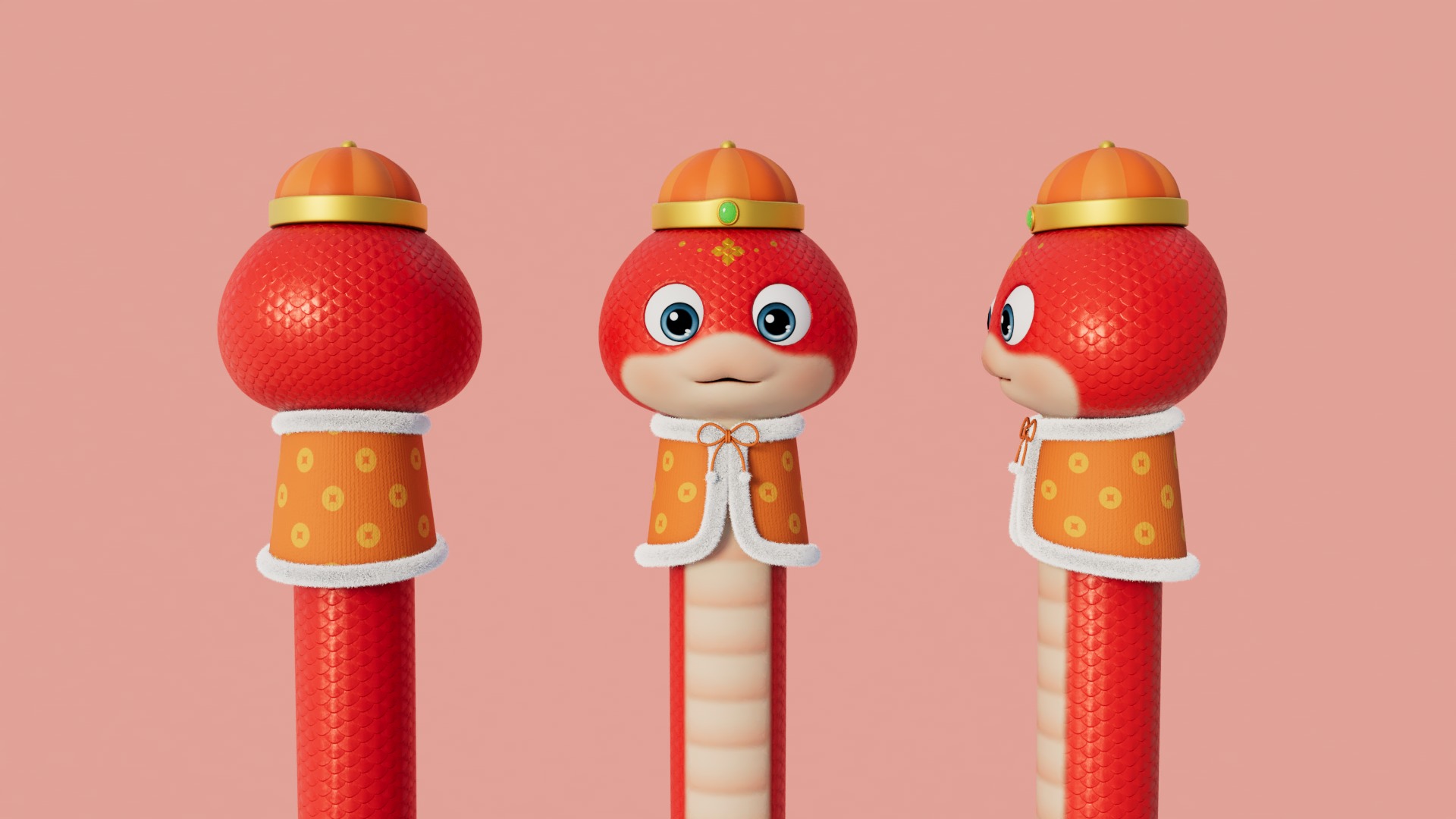 Rigged Cartoon Snake 3D model_4