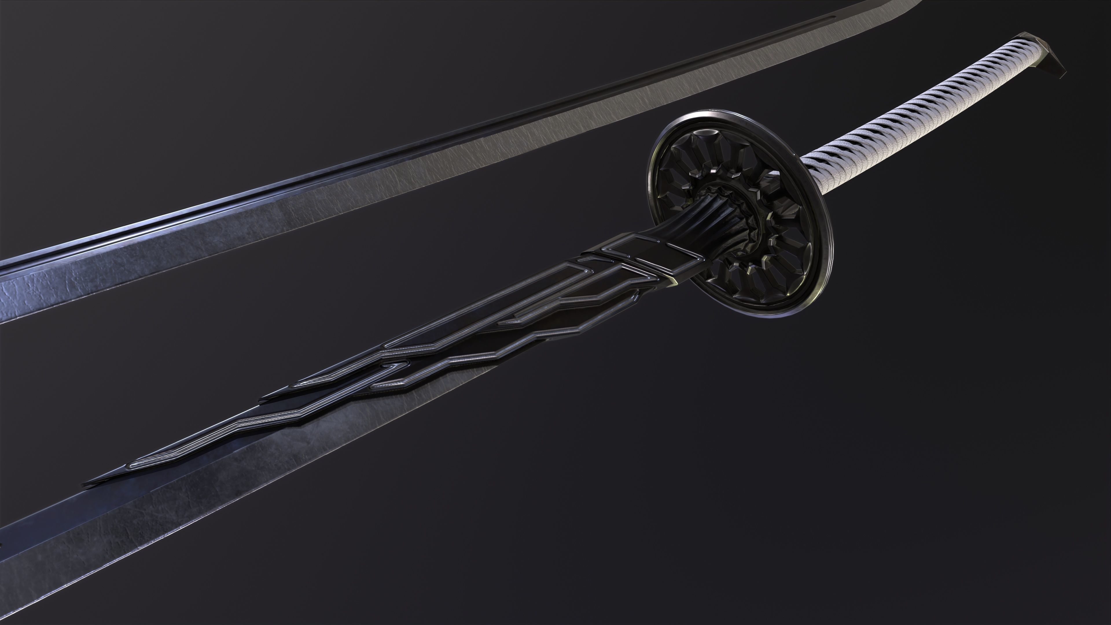 Fantazy Katana Sword Melee Weapon Low-poly 3D model_5