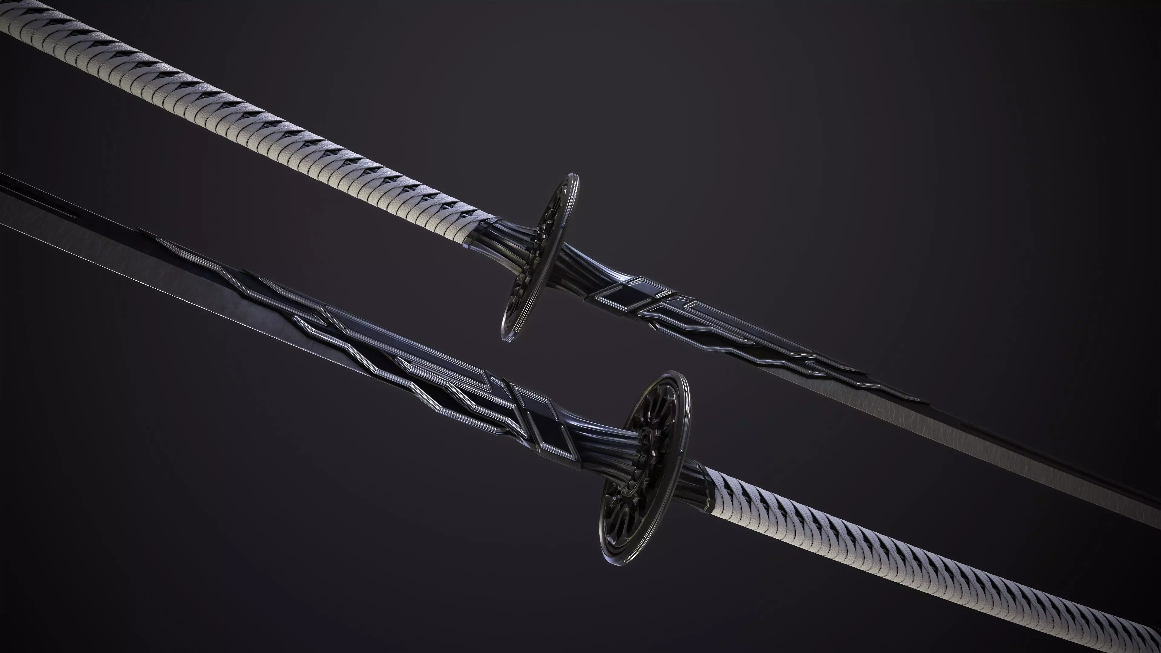 Fantazy Katana Sword Melee Weapon Low-poly 3D model_0