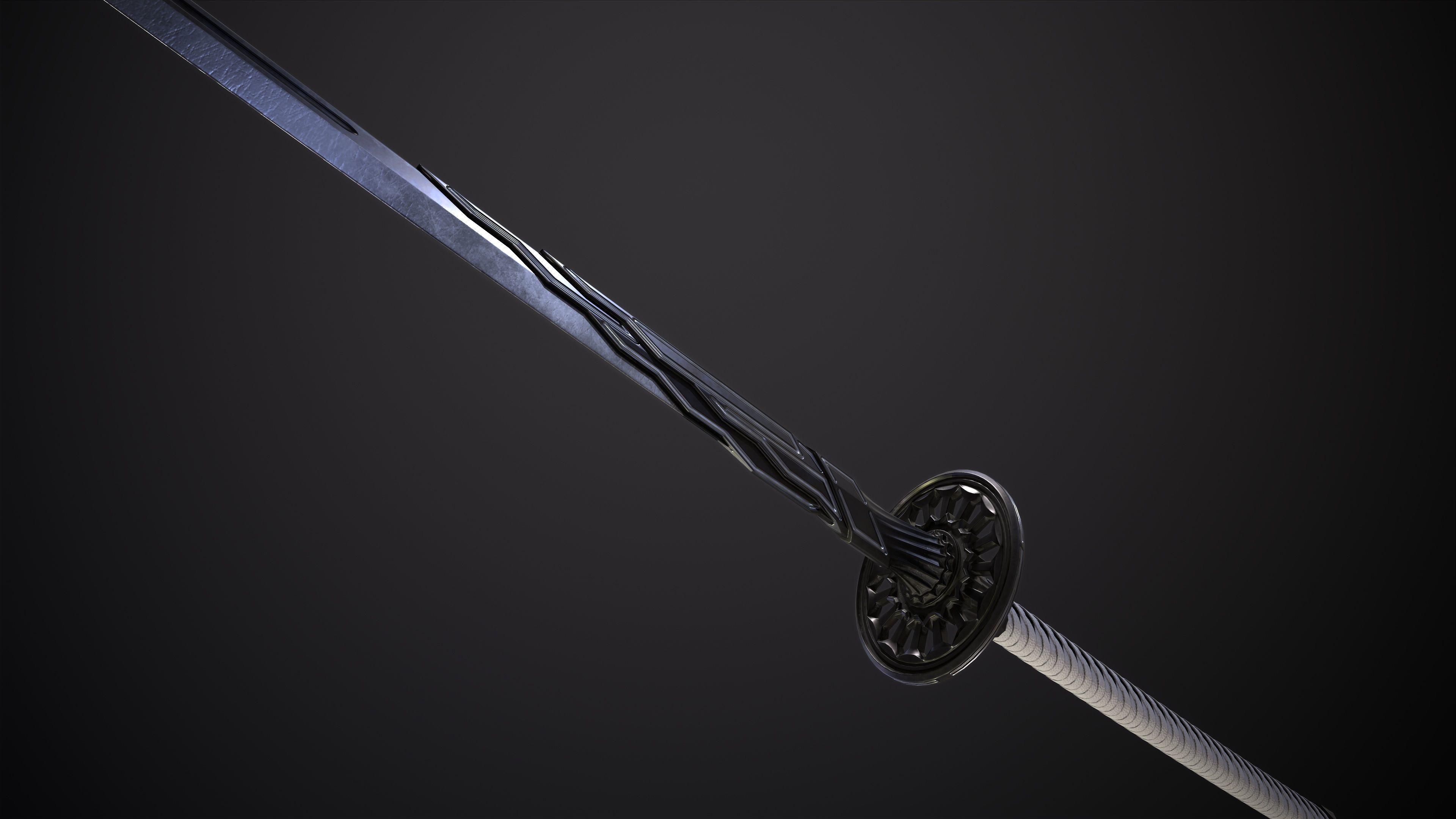 Fantazy Katana Sword Melee Weapon Low-poly 3D model_7