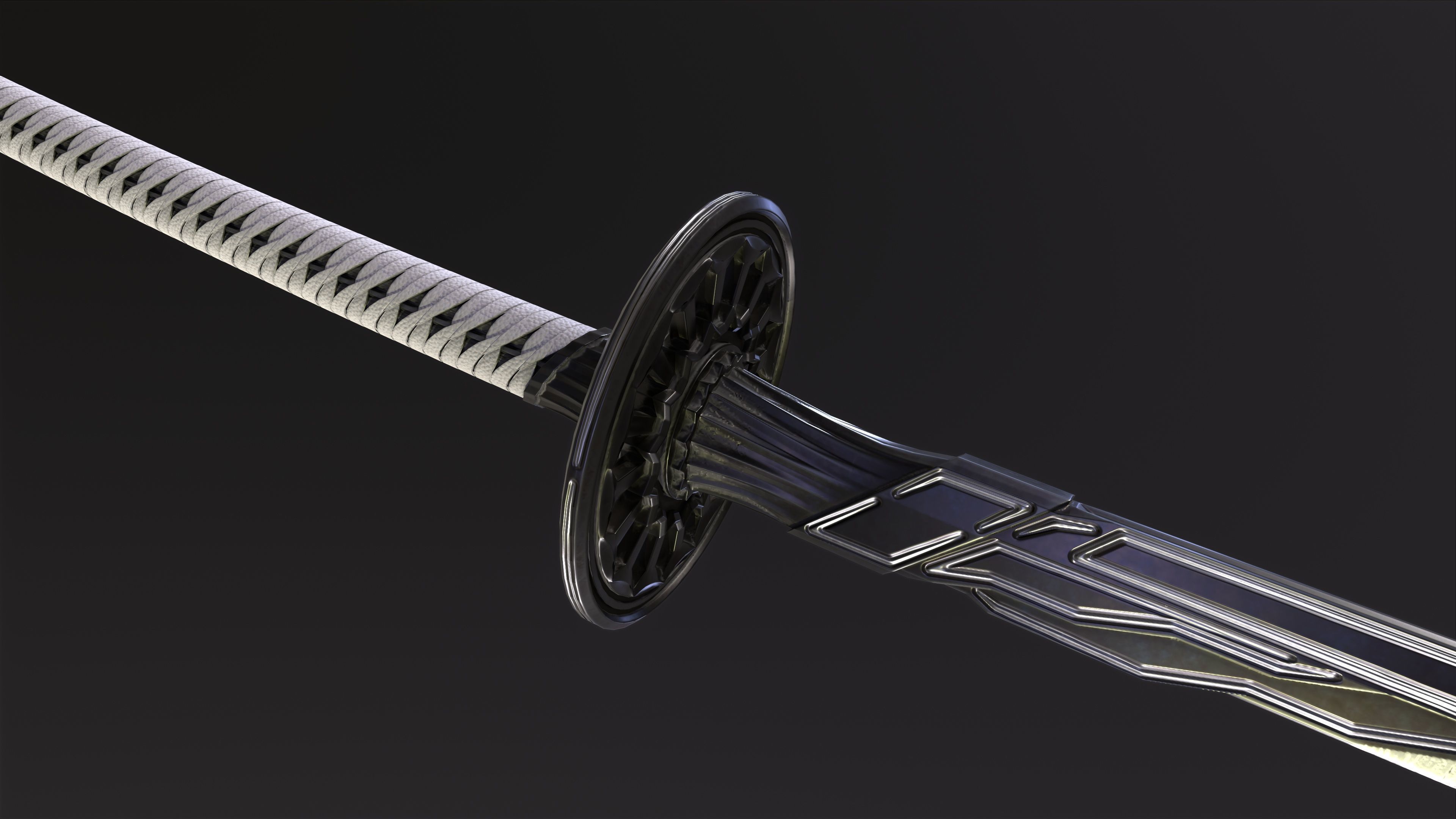 Fantazy Katana Sword Melee Weapon Low-poly 3D model_6