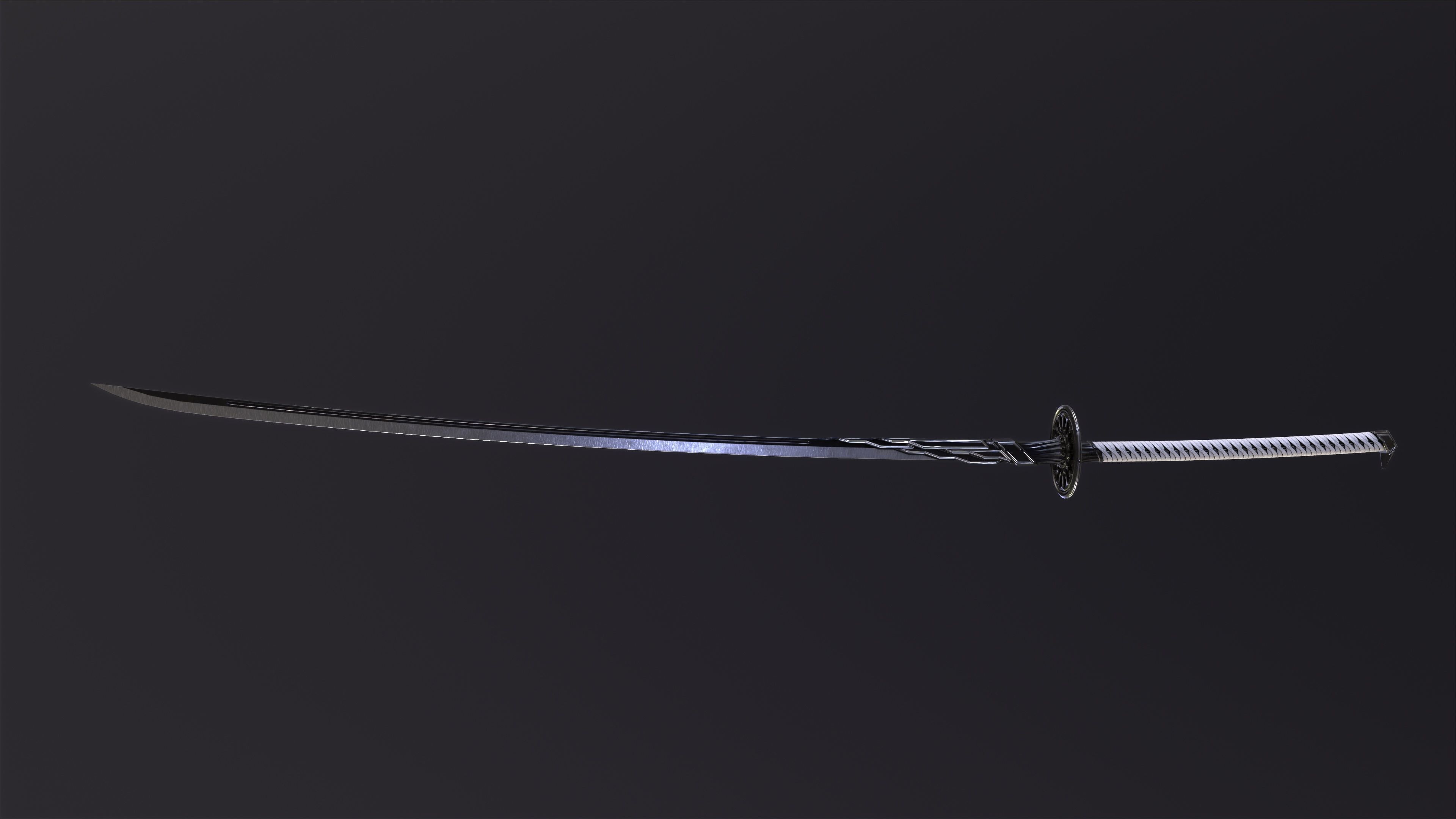 Fantazy Katana Sword Melee Weapon Low-poly 3D model_1