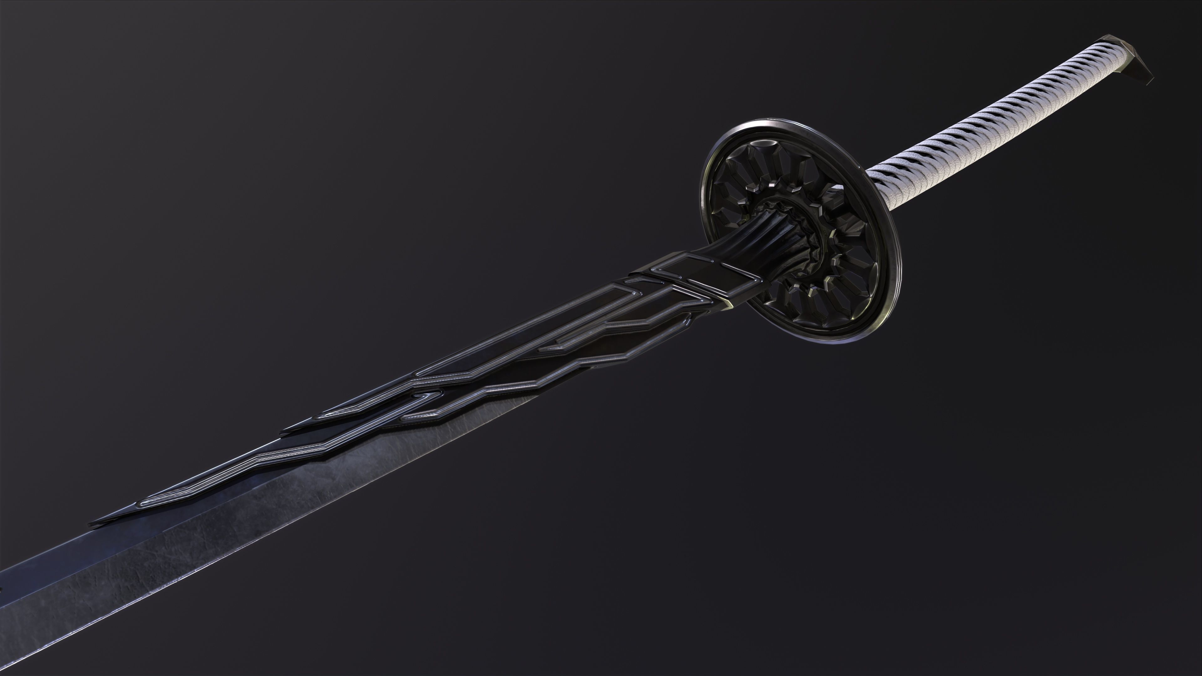 Fantazy Katana Sword Melee Weapon Low-poly 3D model_8