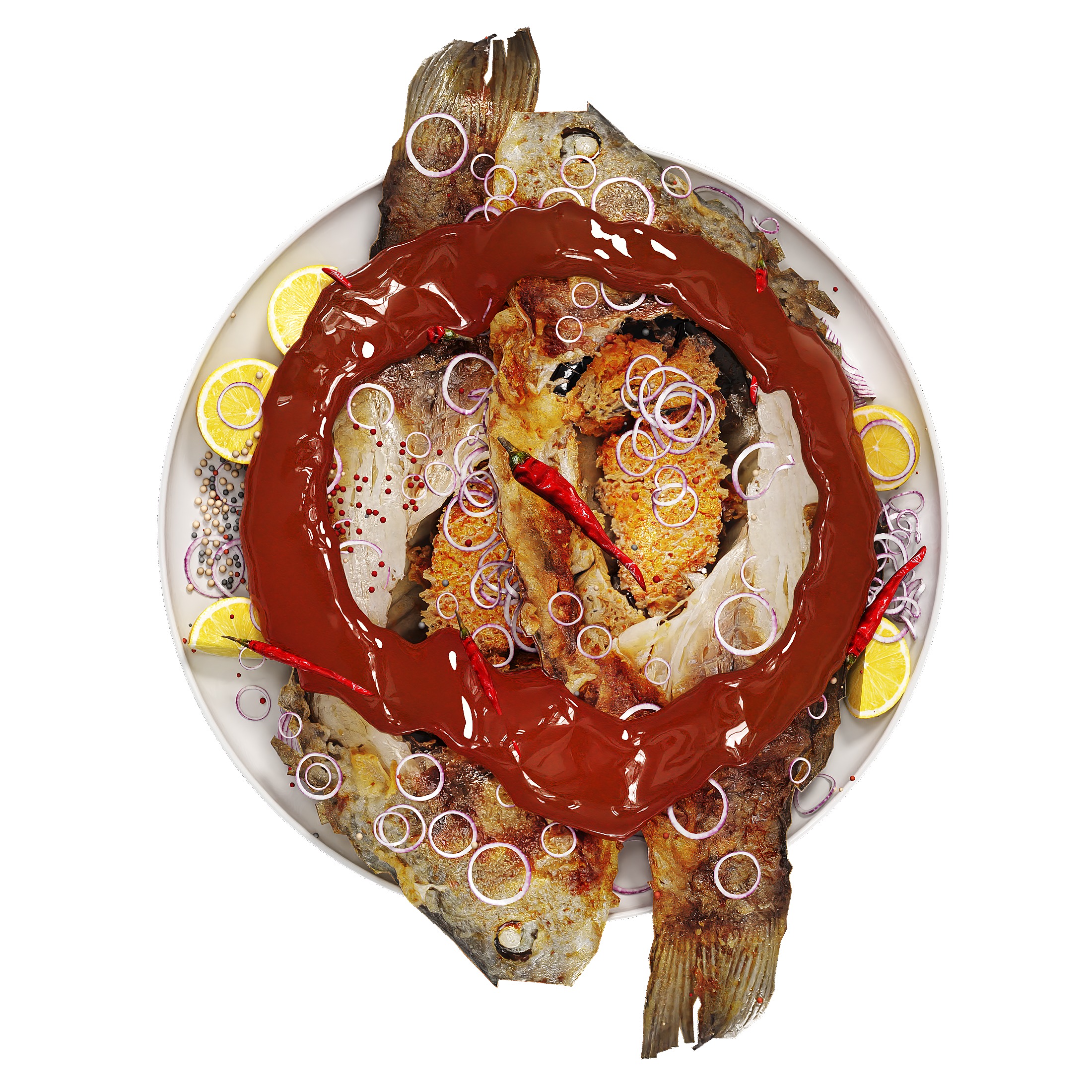 Fish Fried Low-poly 3D model_9