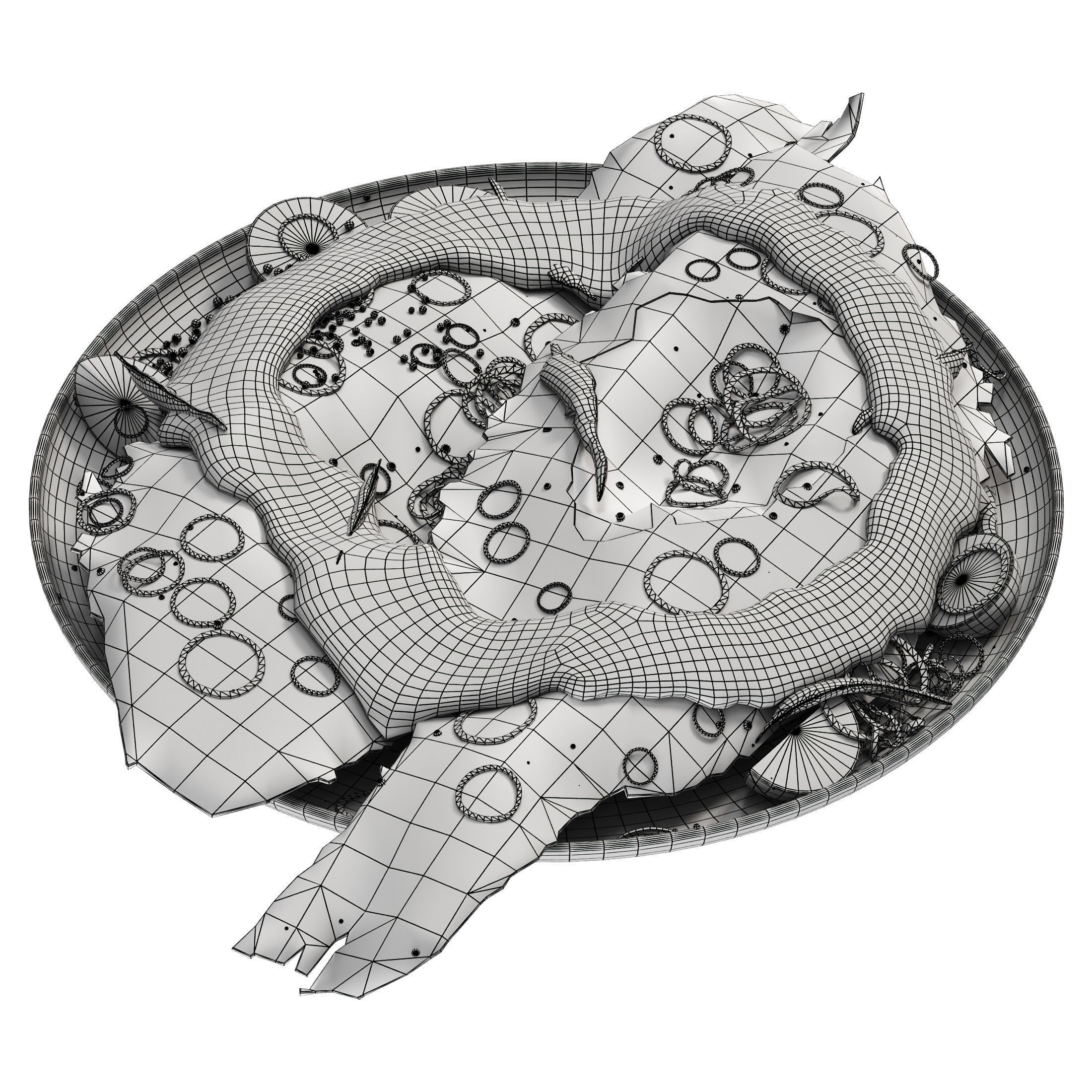 Fish Fried Low-poly 3D model_7