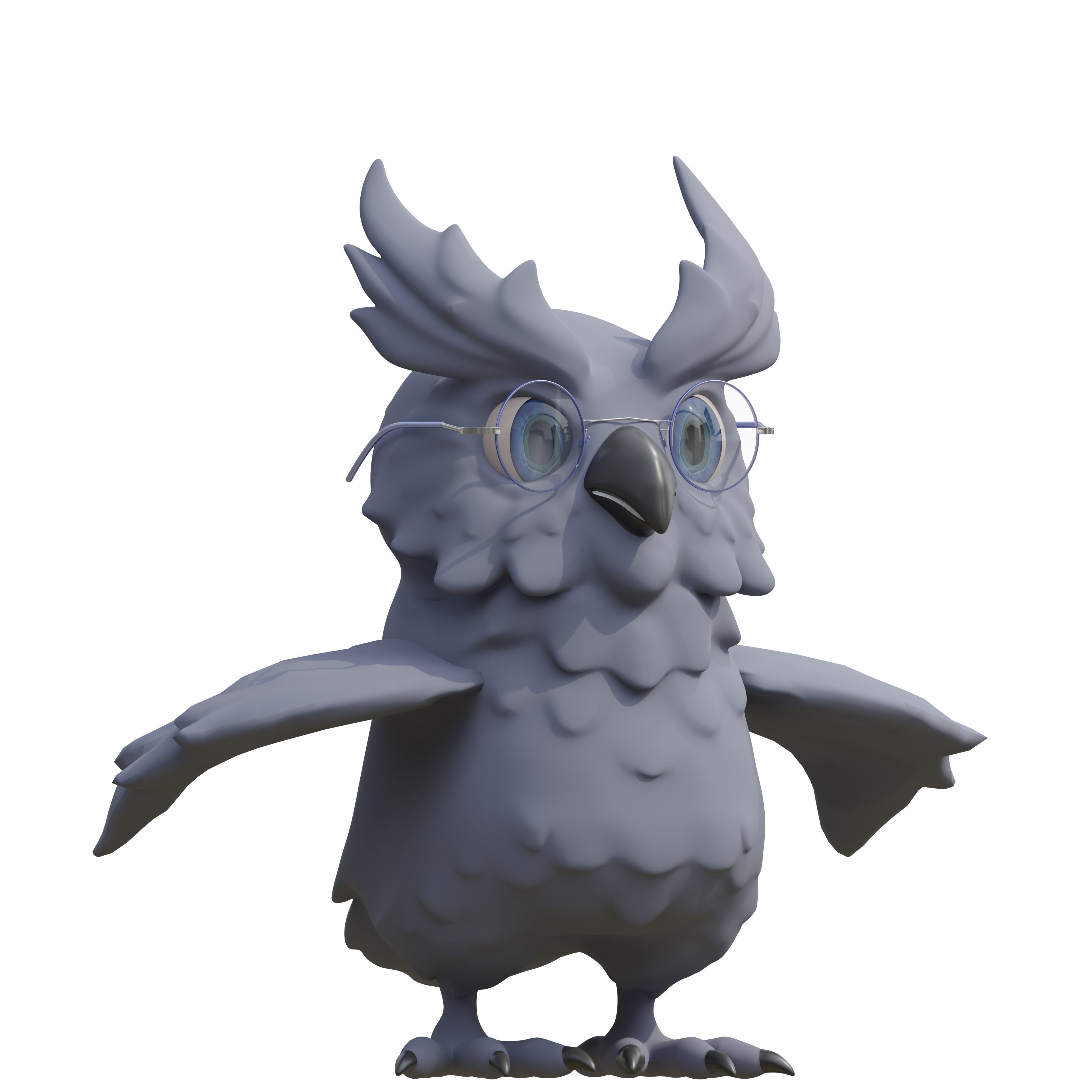 Oliver the Owl cartoon character 3D model_4
