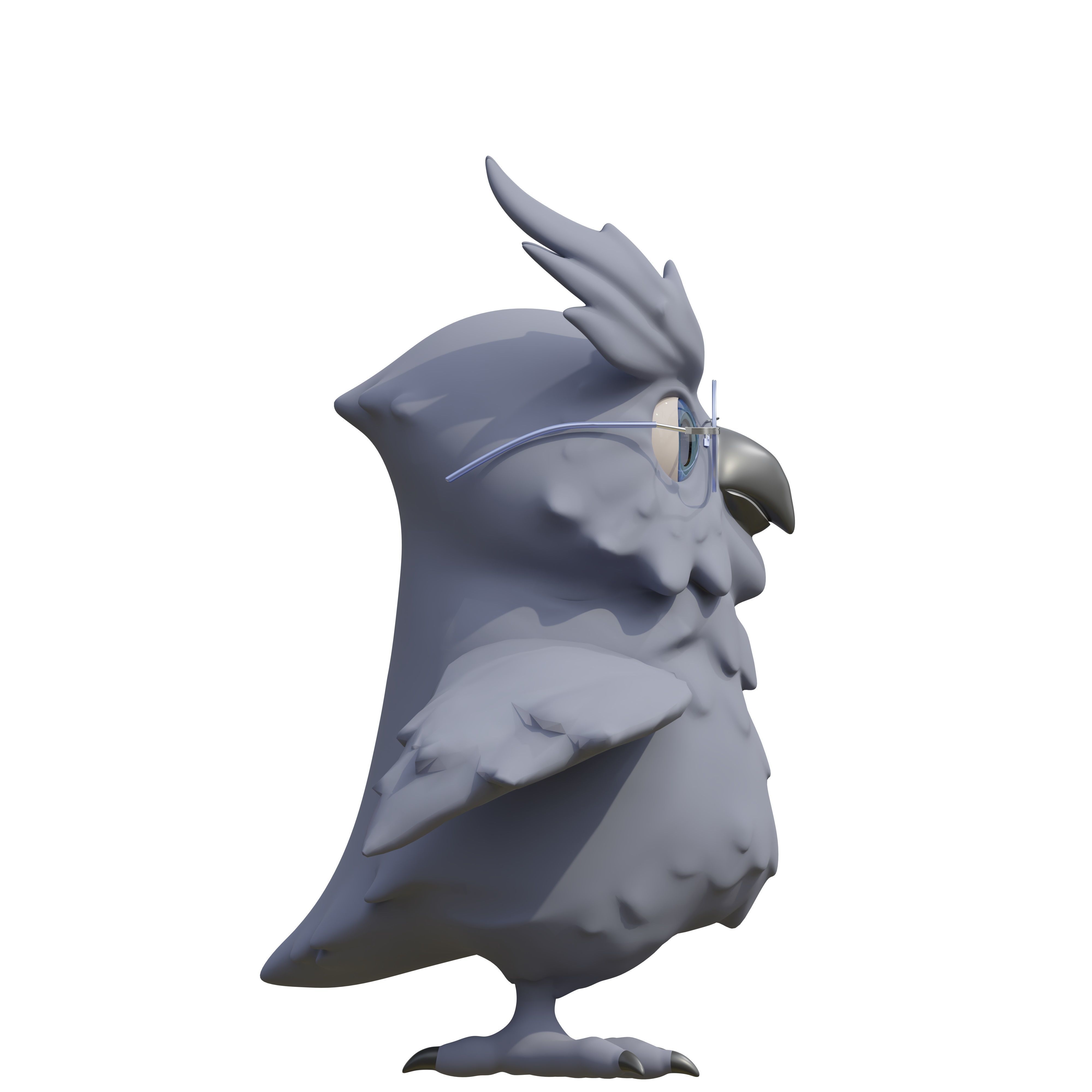 Oliver the Owl cartoon character 3D model_2