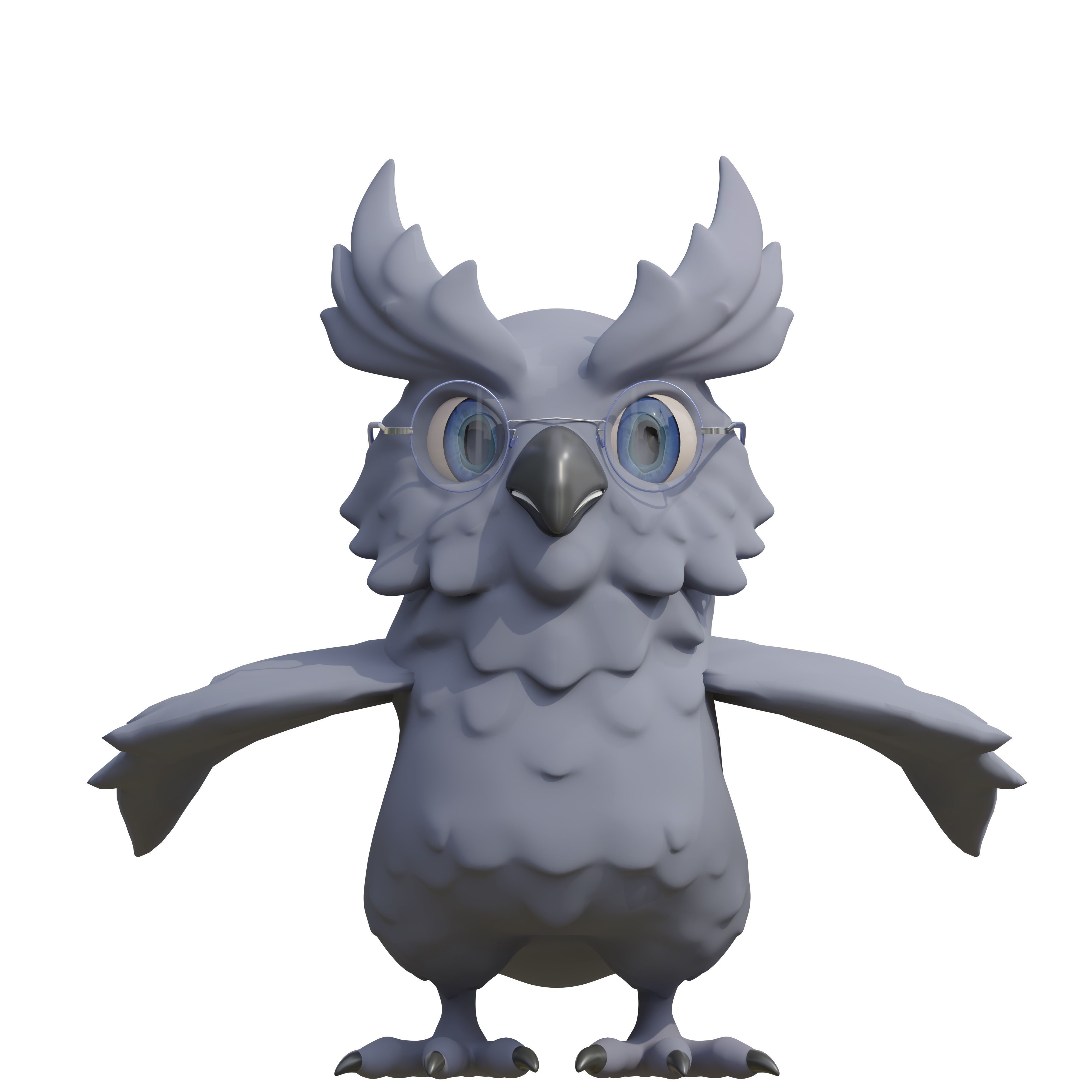 Oliver the Owl cartoon character 3D model_1