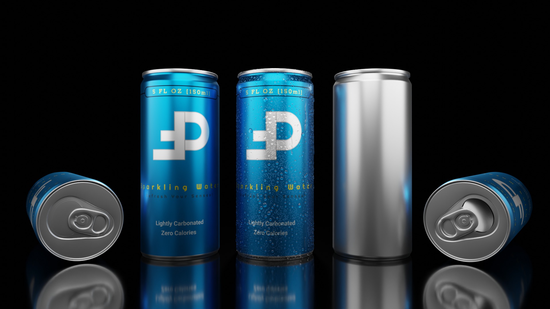 150ml Slim Beverage Can with Water Droplets Open and Closed Tabs Low-poly 3D model_8