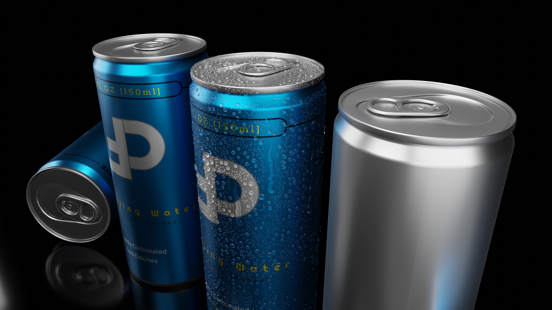 150ml Slim Beverage Can with Water Droplets Open and Closed Tabs Low-poly 3D model_12