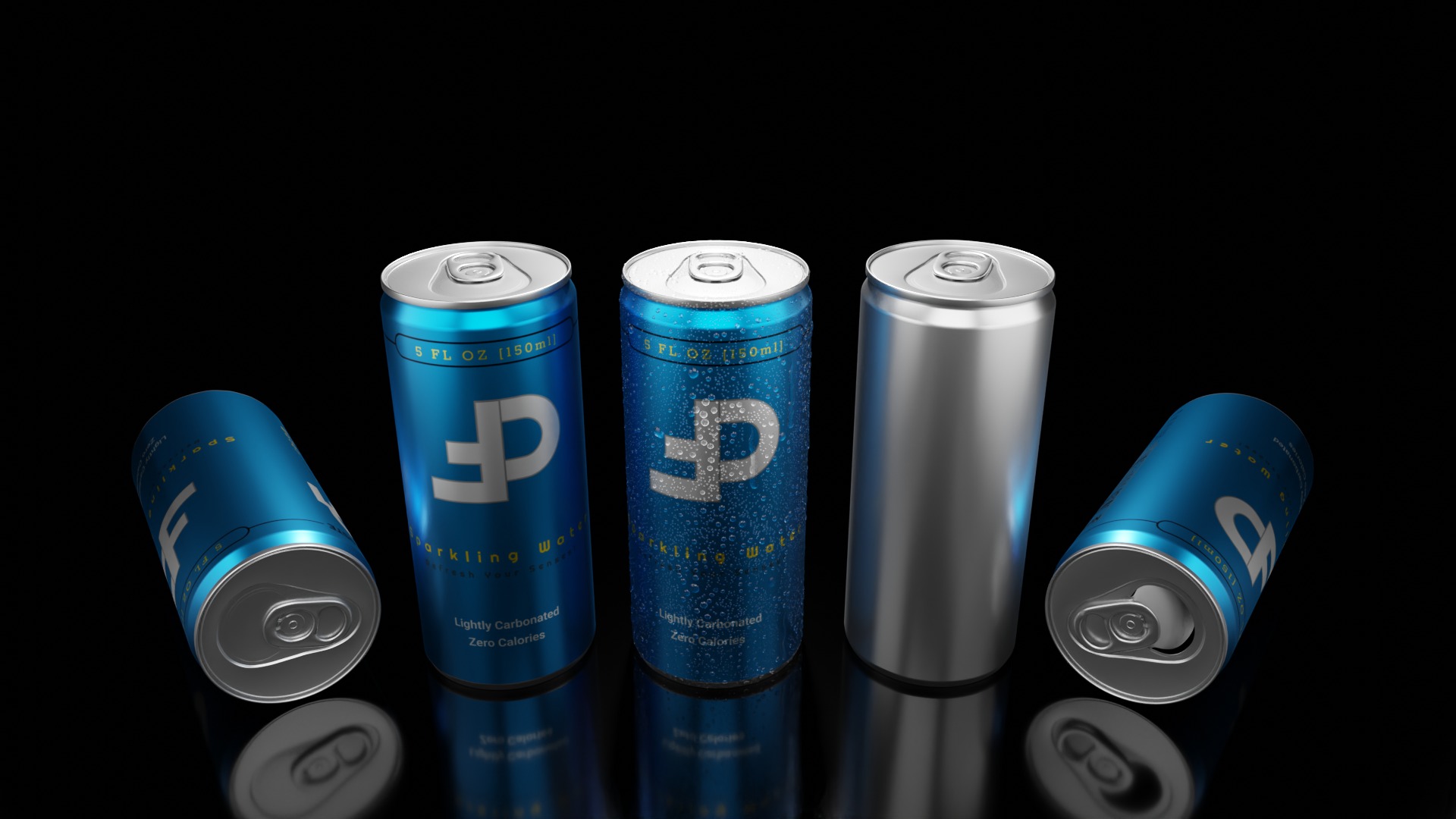 150ml Slim Beverage Can with Water Droplets Open and Closed Tabs Low-poly 3D model_11