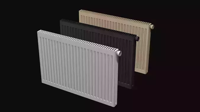 Horizontal wall mounted radiator low poly