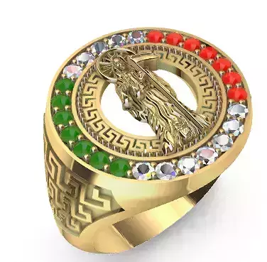 Gents Rings Holy Death Ring 3DM STL Mens Rings Santa Muerte