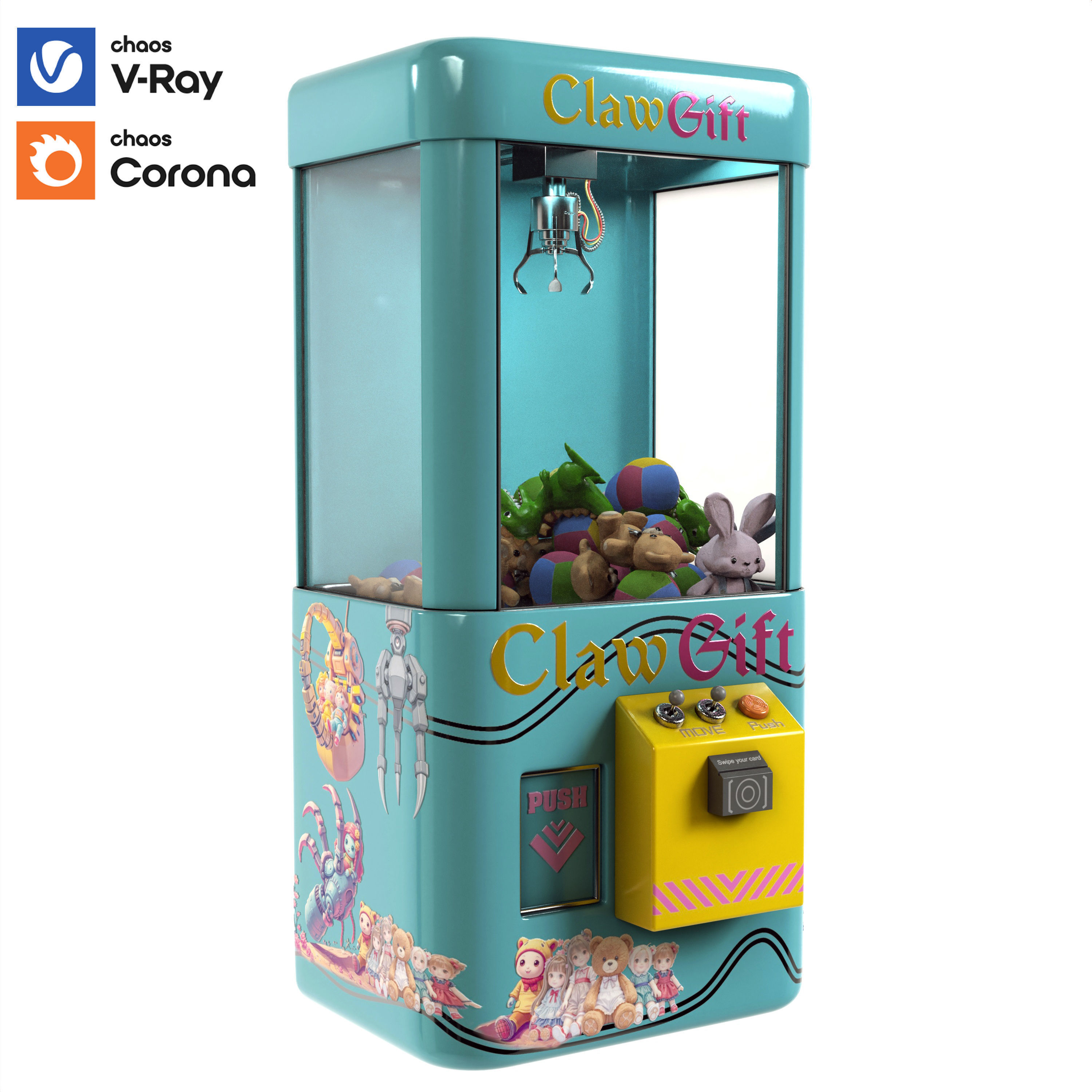 claw crane game machine 3D model_1