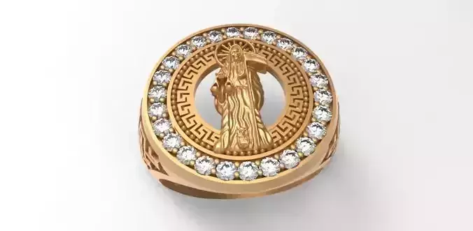 Gents Rings Holy Death Ring 3DM STL Mens Rings Santa Muerte