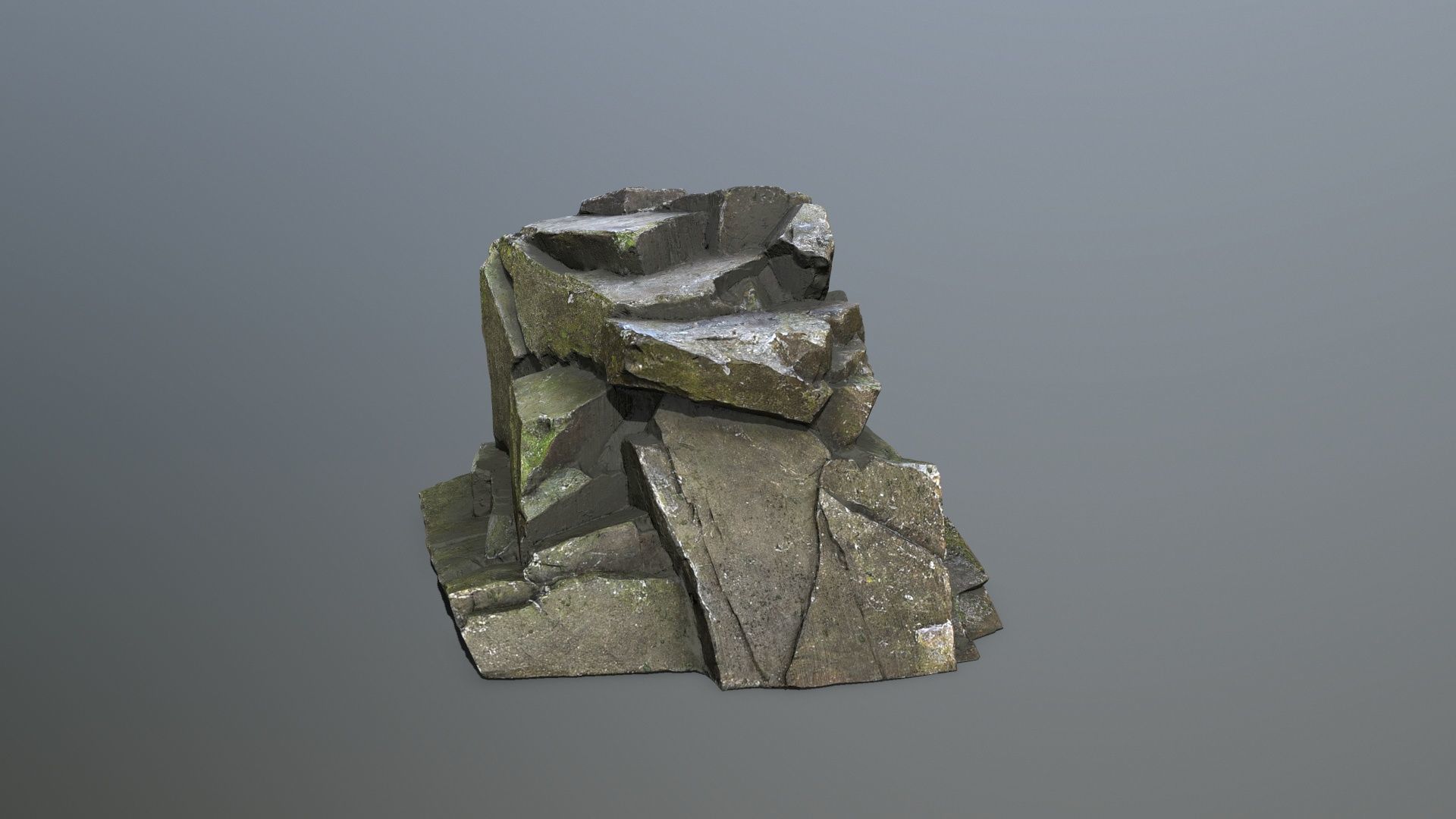 cliff rocks   Low-poly 3D model_2